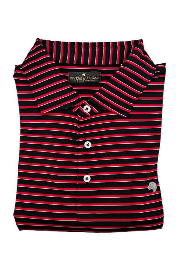 Rivers & Bridge Youth Performance Polo (Black/Red/Silver)