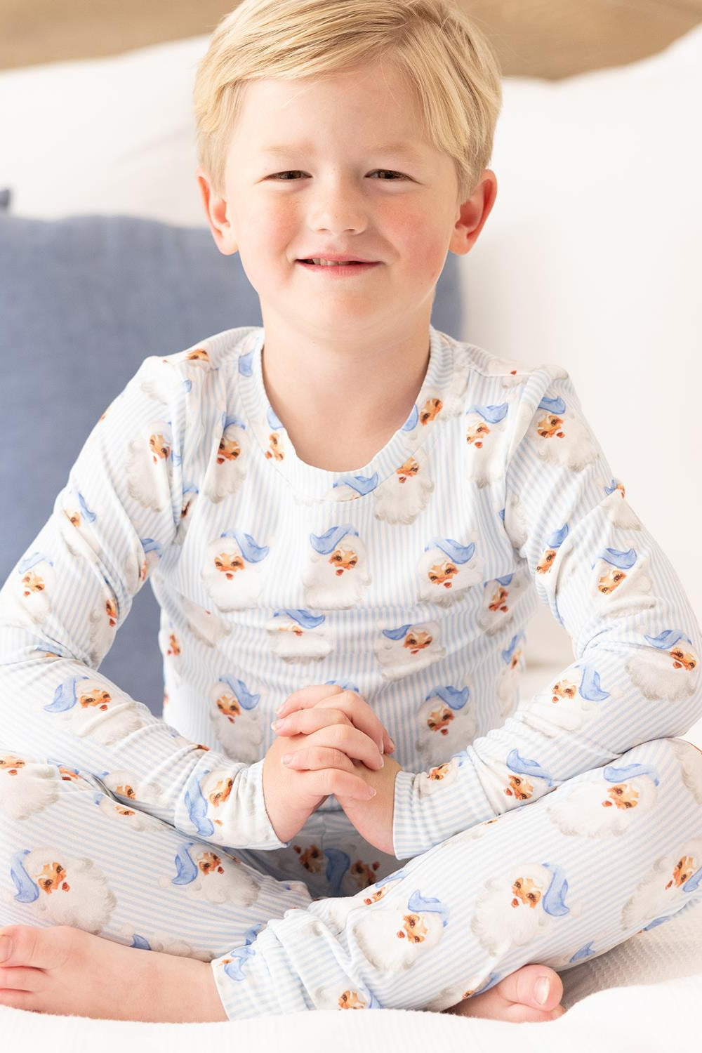 Mary Square - Kids Pajama Set (Santa Baby - Blue)