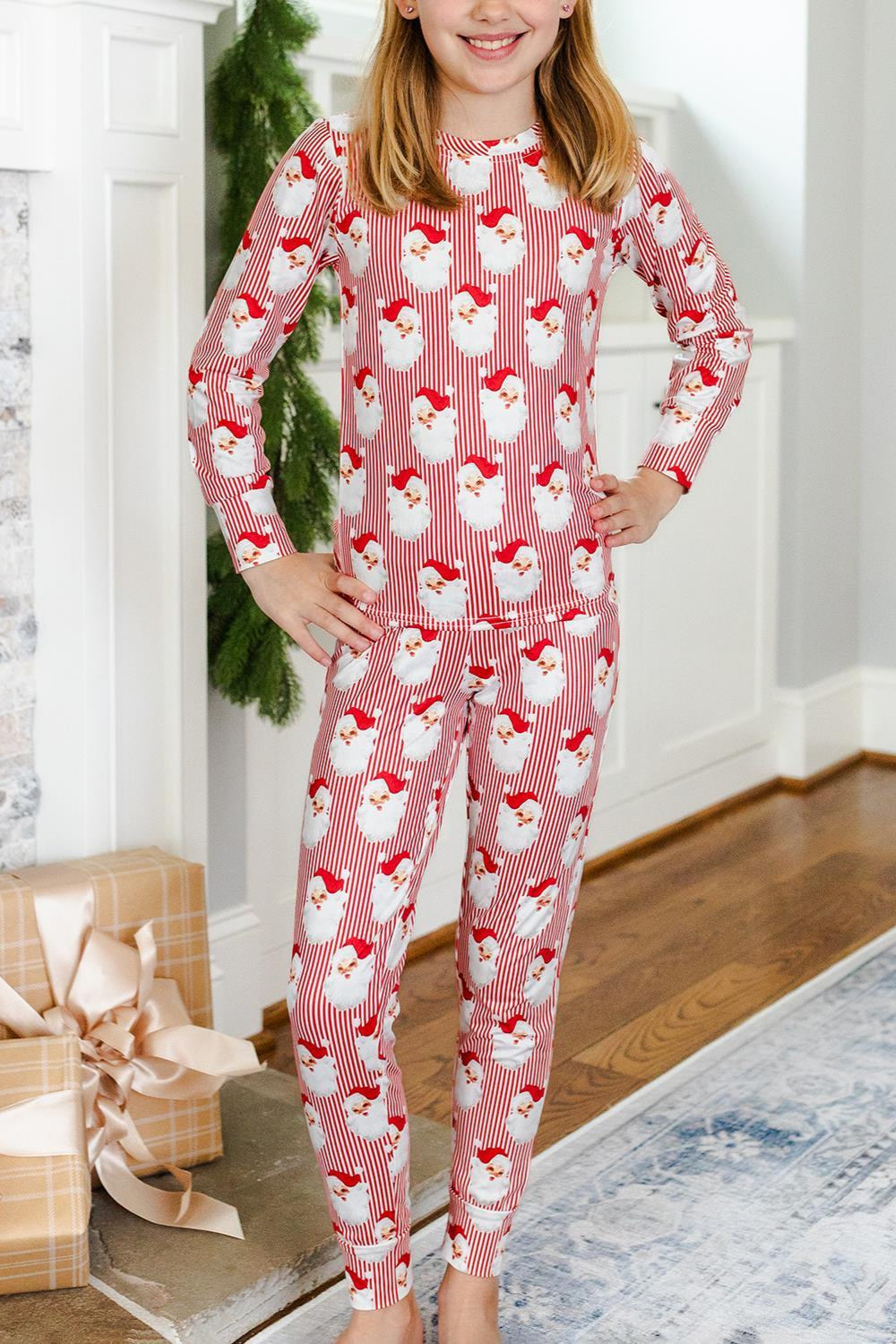 Mary Square - Kids Pajama Set (Santa Baby Red)