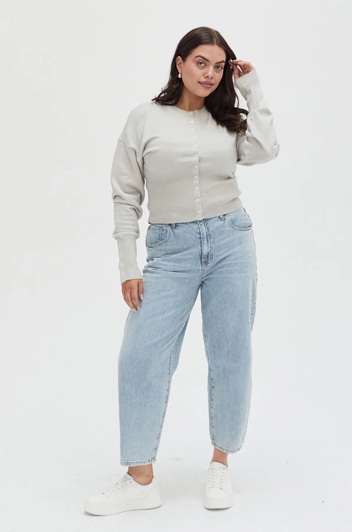 Oliver Logan - Harlow High Rise Barrel Jean (Light Indigo Worn)