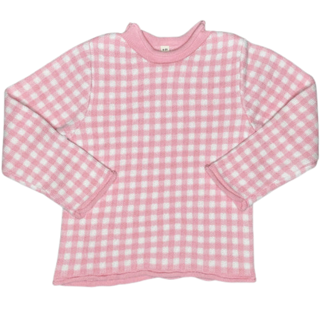 Gingham Rollneck Sweater - Pink