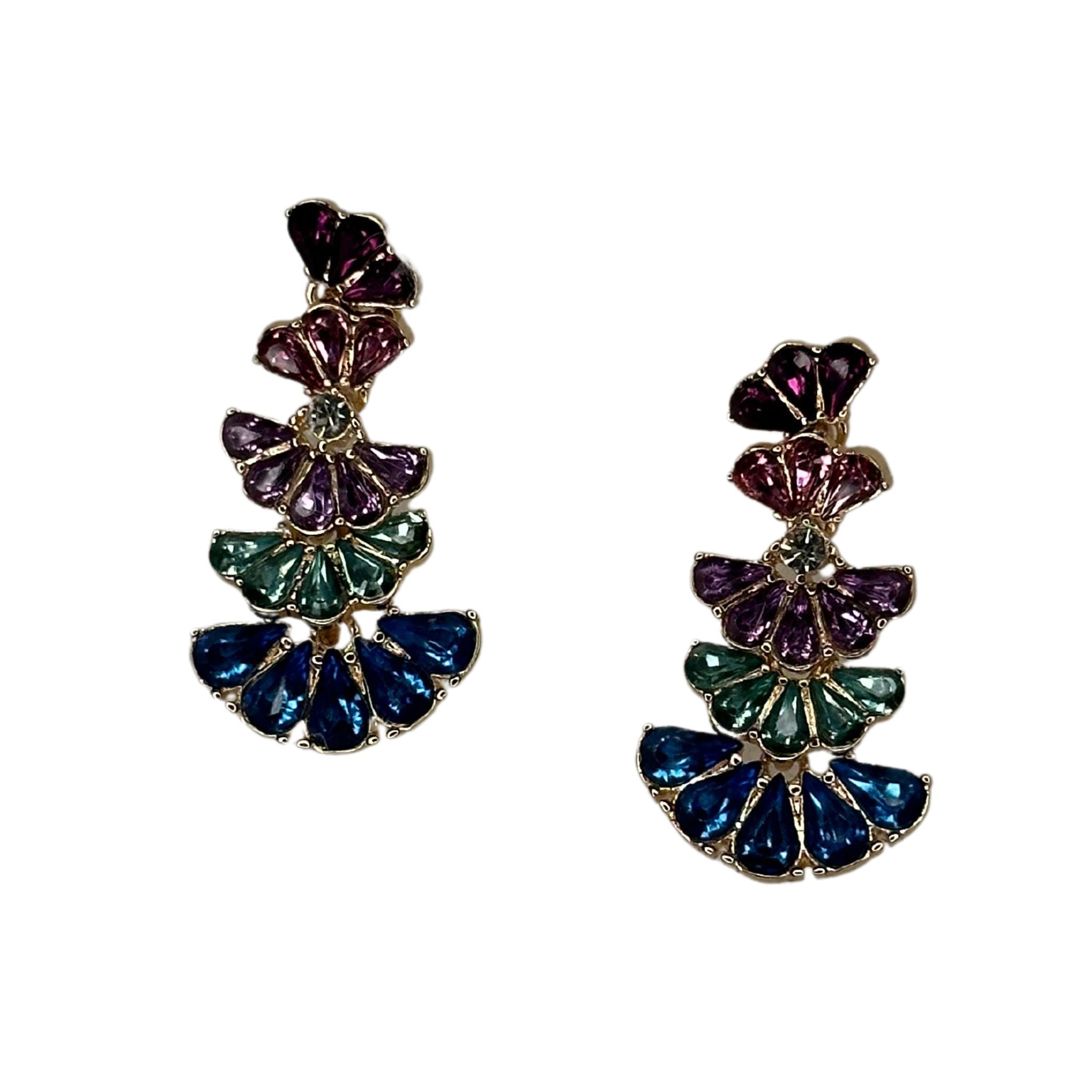 Half Petal Drop Earrings - Multi