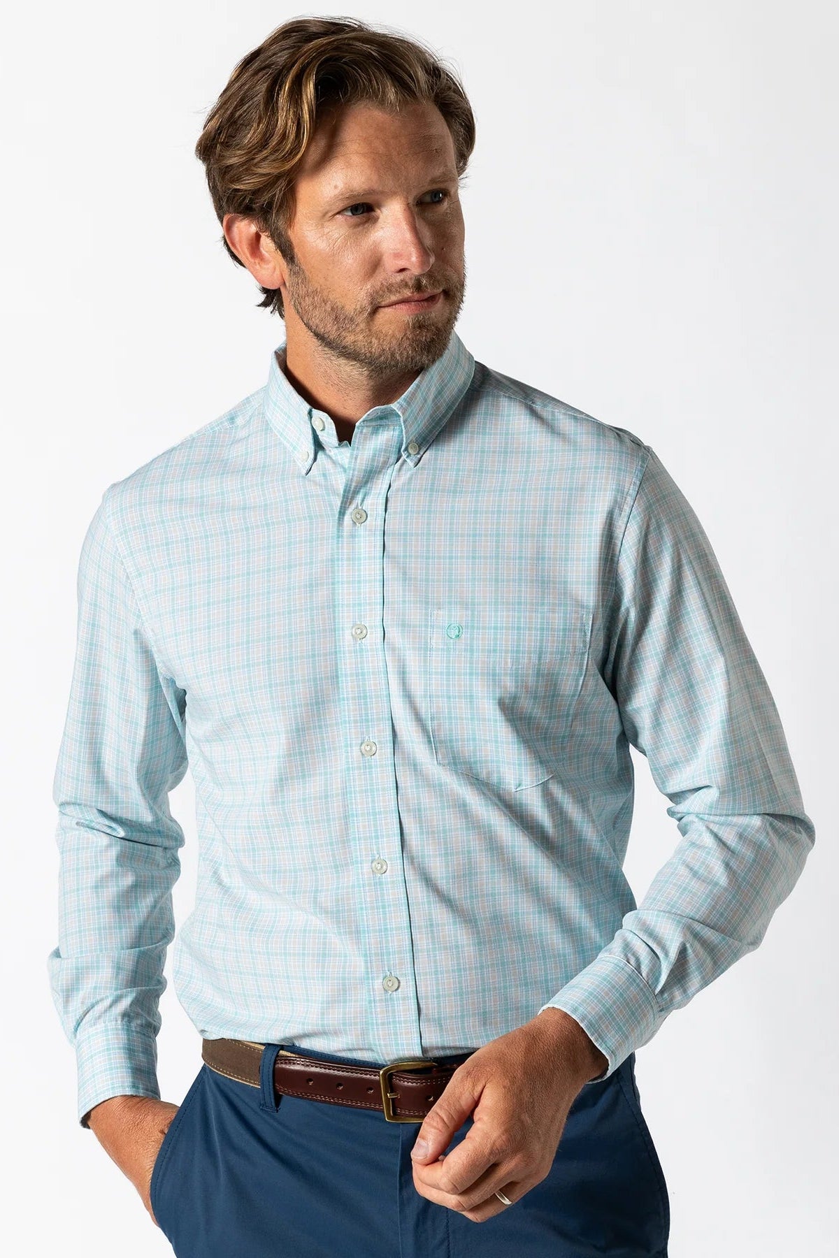 Duck Head - Performance Poplin Sport Shirt Trent Plaid (Meadowbrook)