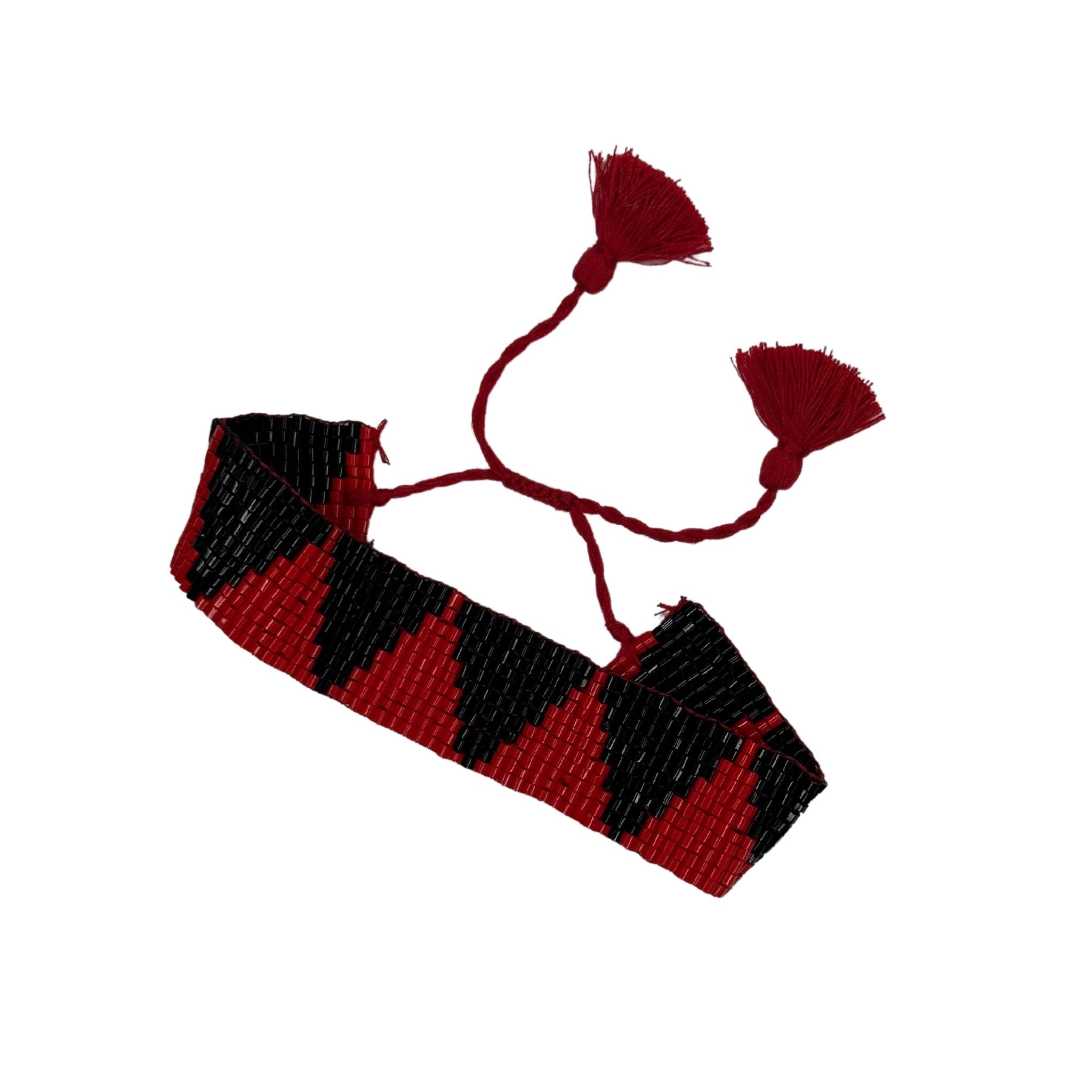 Triangle Beaded Bracelet - Red/Black