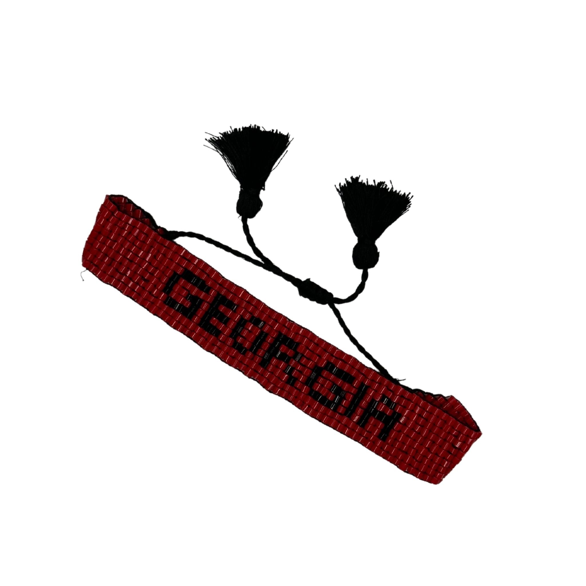 Georgia Beaded String Bracelet - Red & Black