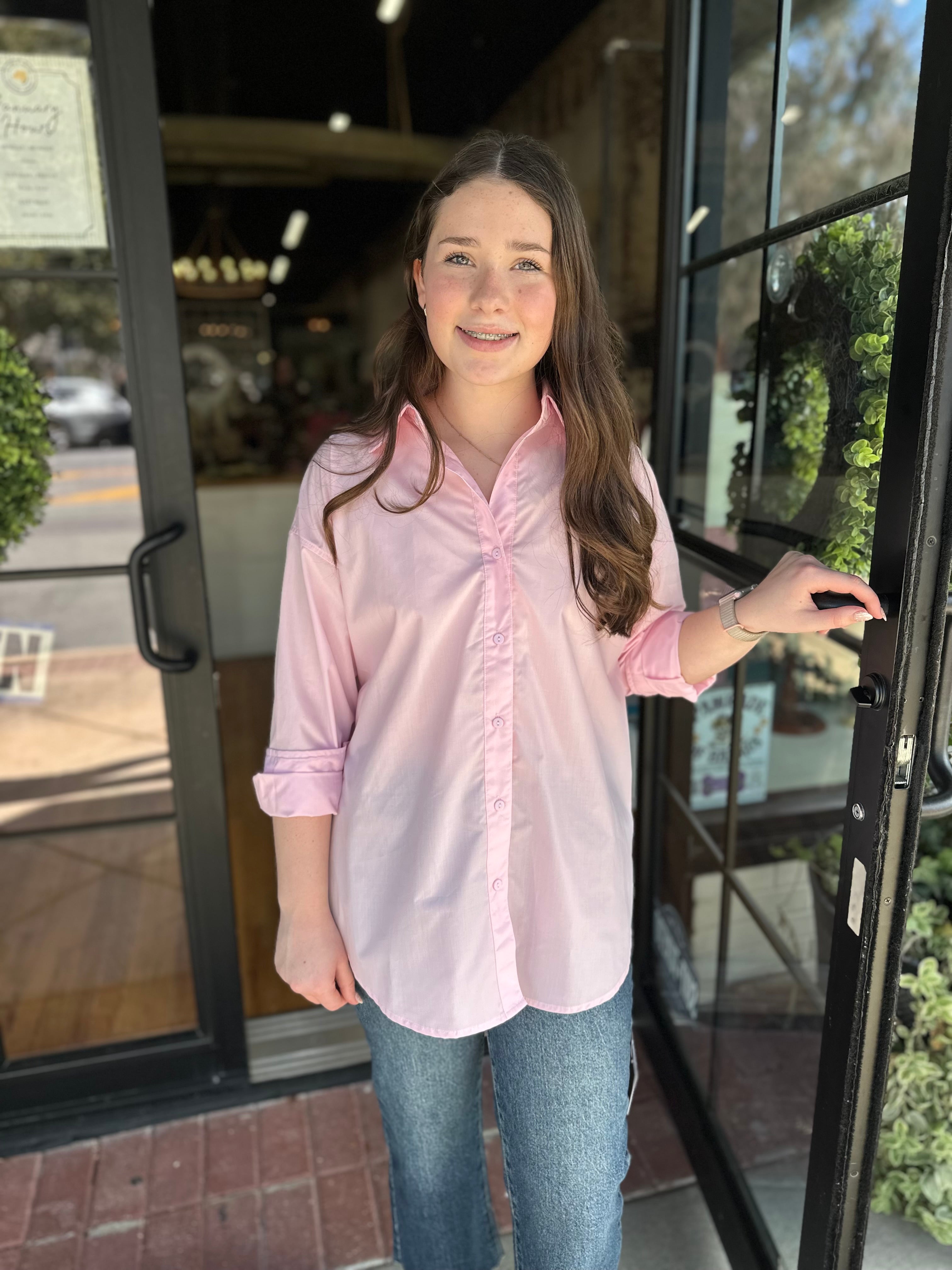 Tessa Button Up - Baby Pink