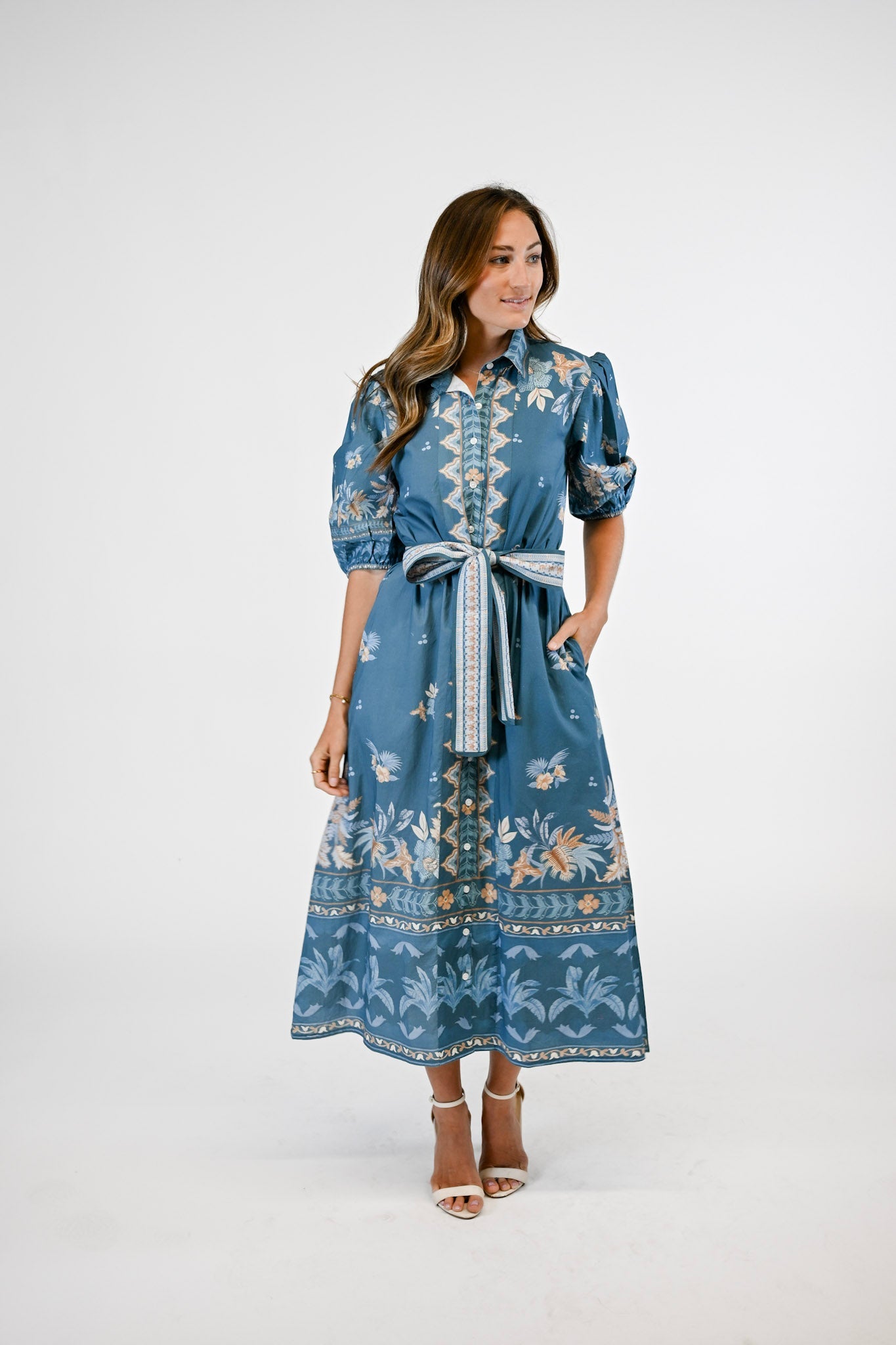 Marigold - Leila Dress (Azure Palm) *final sale*