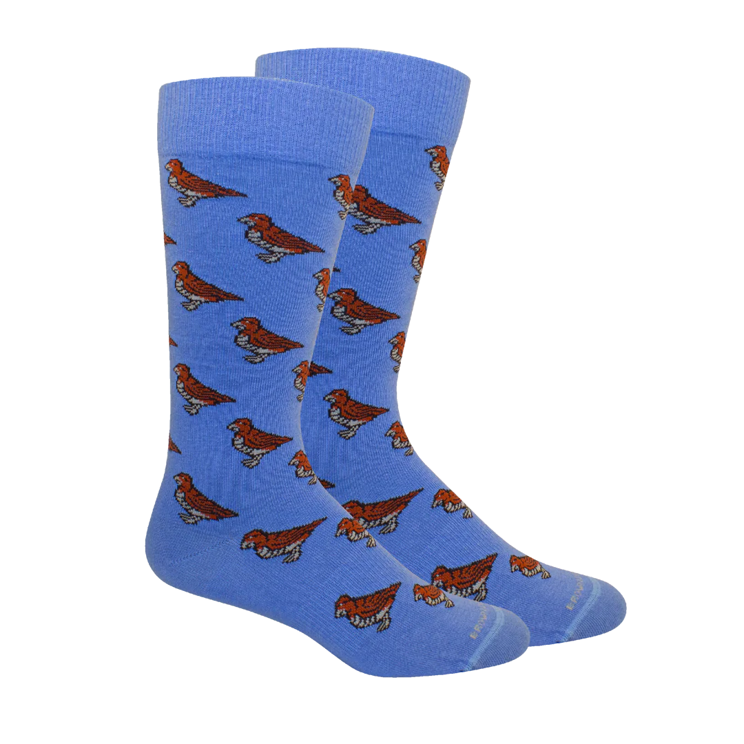 Brown Dog Socks - Bob-White Crew Socks (Della Blue)
