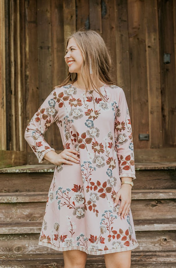 Spartina 449 Island Fringe Dress Parade Floral Vine -Mauve