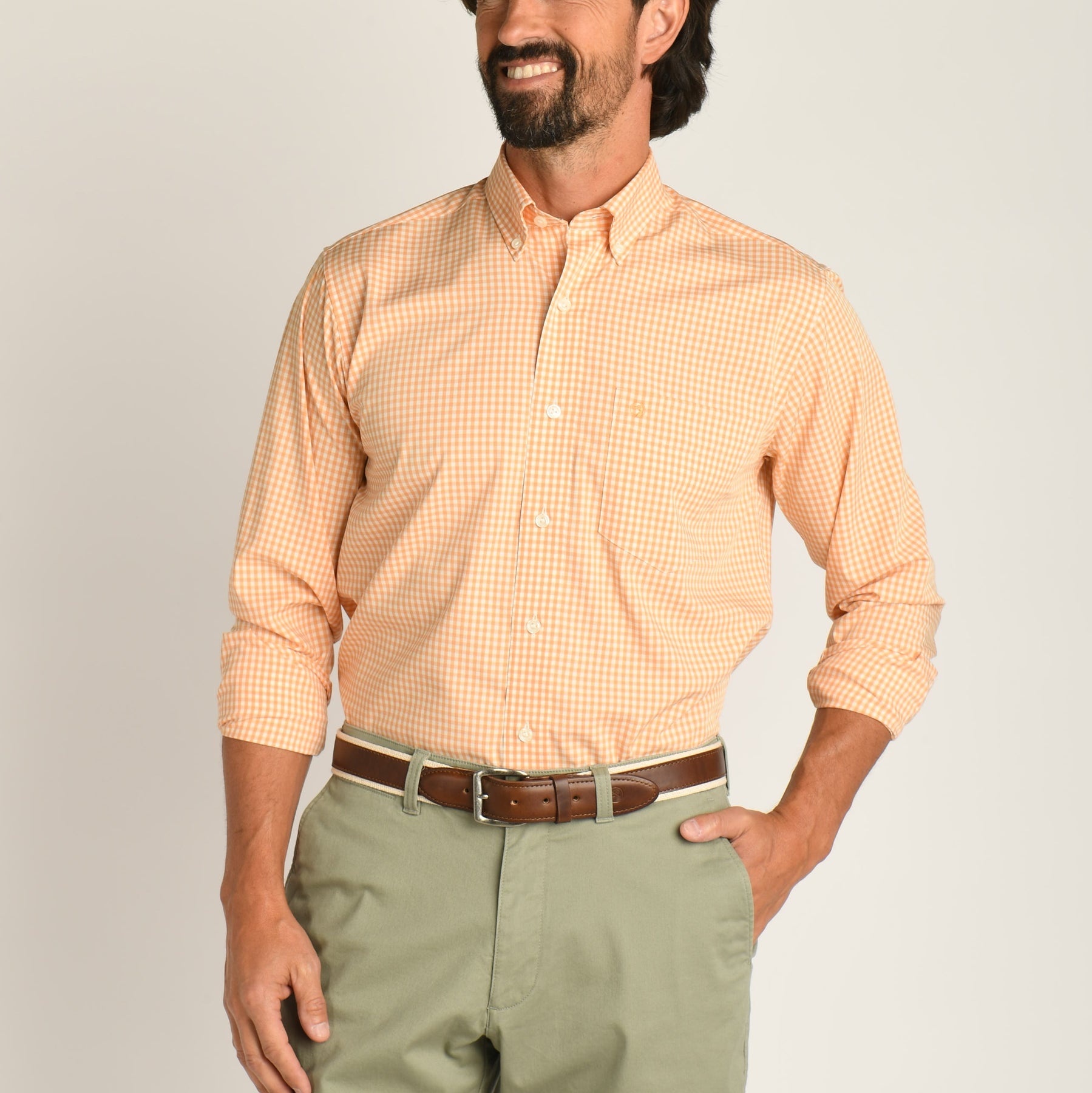 Duck Head Walton Gingham Performance - Almost Apricot