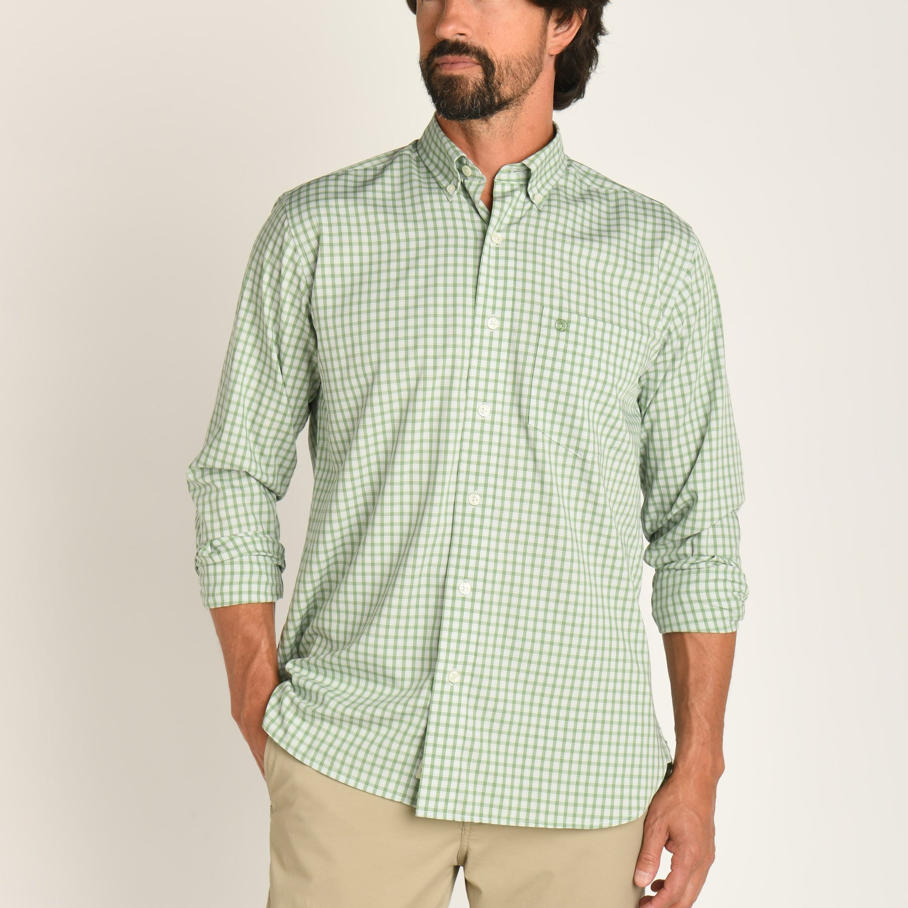 Duck Head Baymont Plaid Performance Button Down - Loden Green