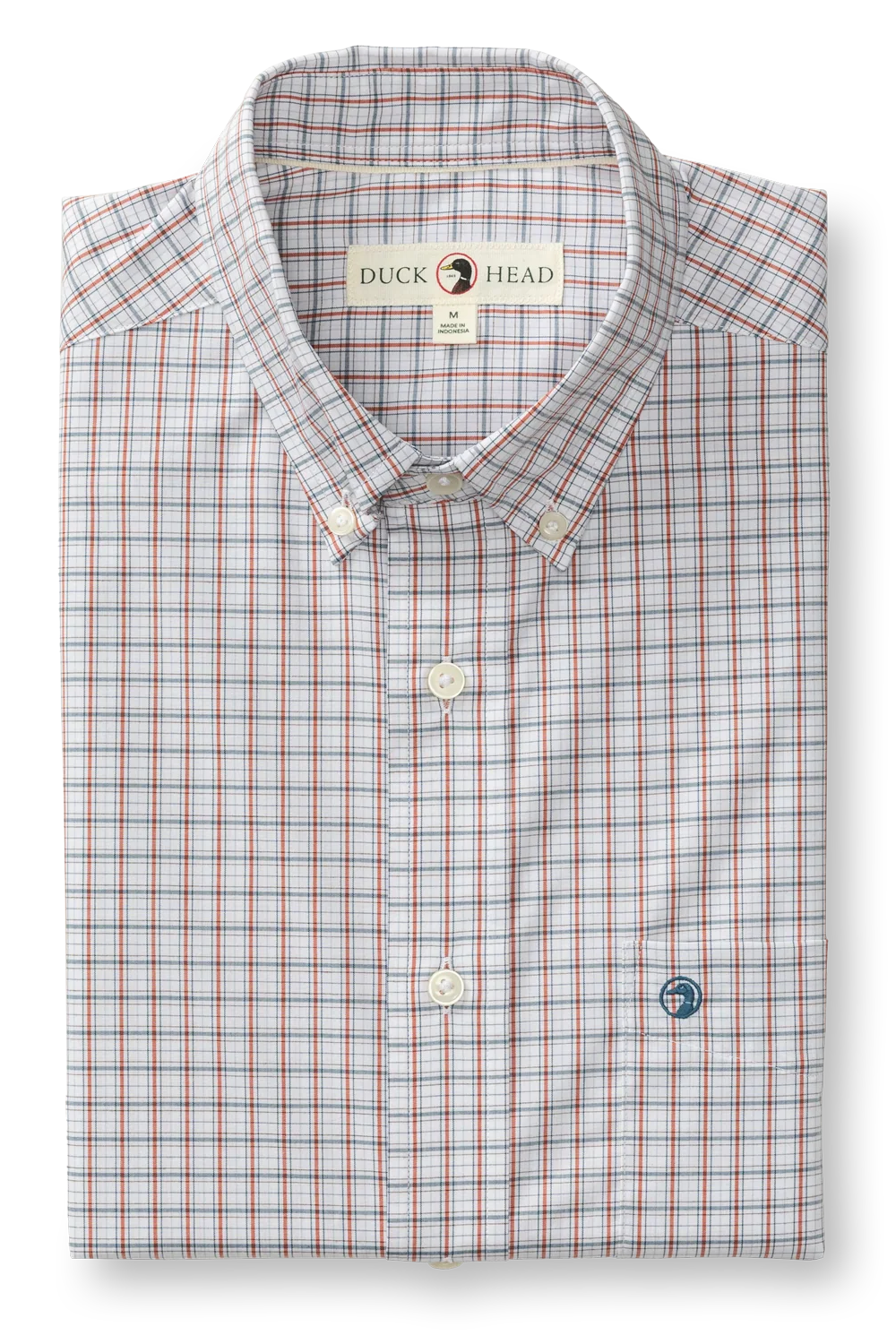 Duck Head - Performance Poplin Sport Shirt Edison Plaid (Burnt Brick)