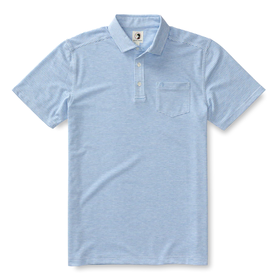Duck Head Summerford Stripe Performance Polo - Imperial Blue Heather