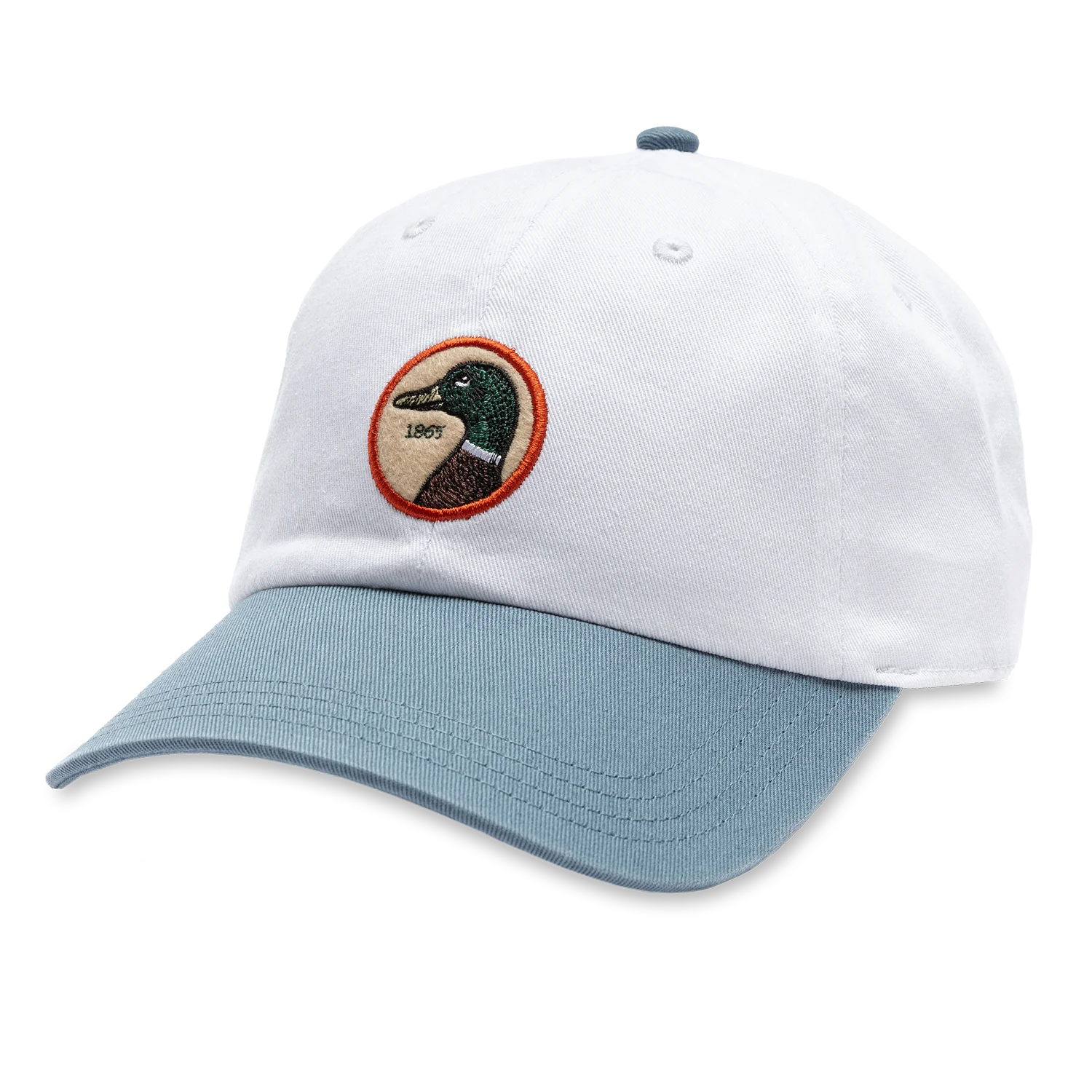 Duck Head Circle Patch Twill Hat - White