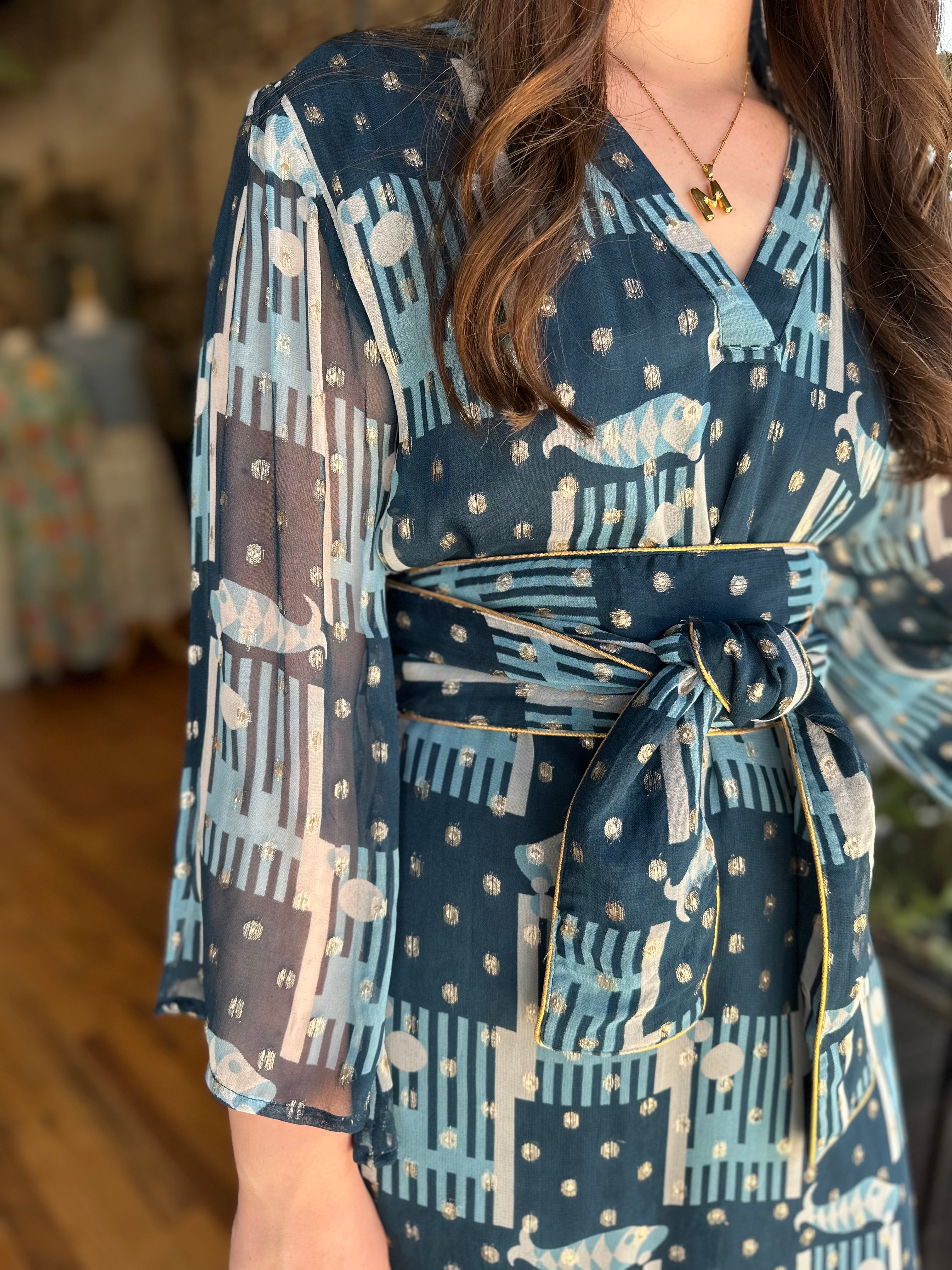 Holly Shae - Cece Mini Caftan (Harbor The Blues) *final sale*