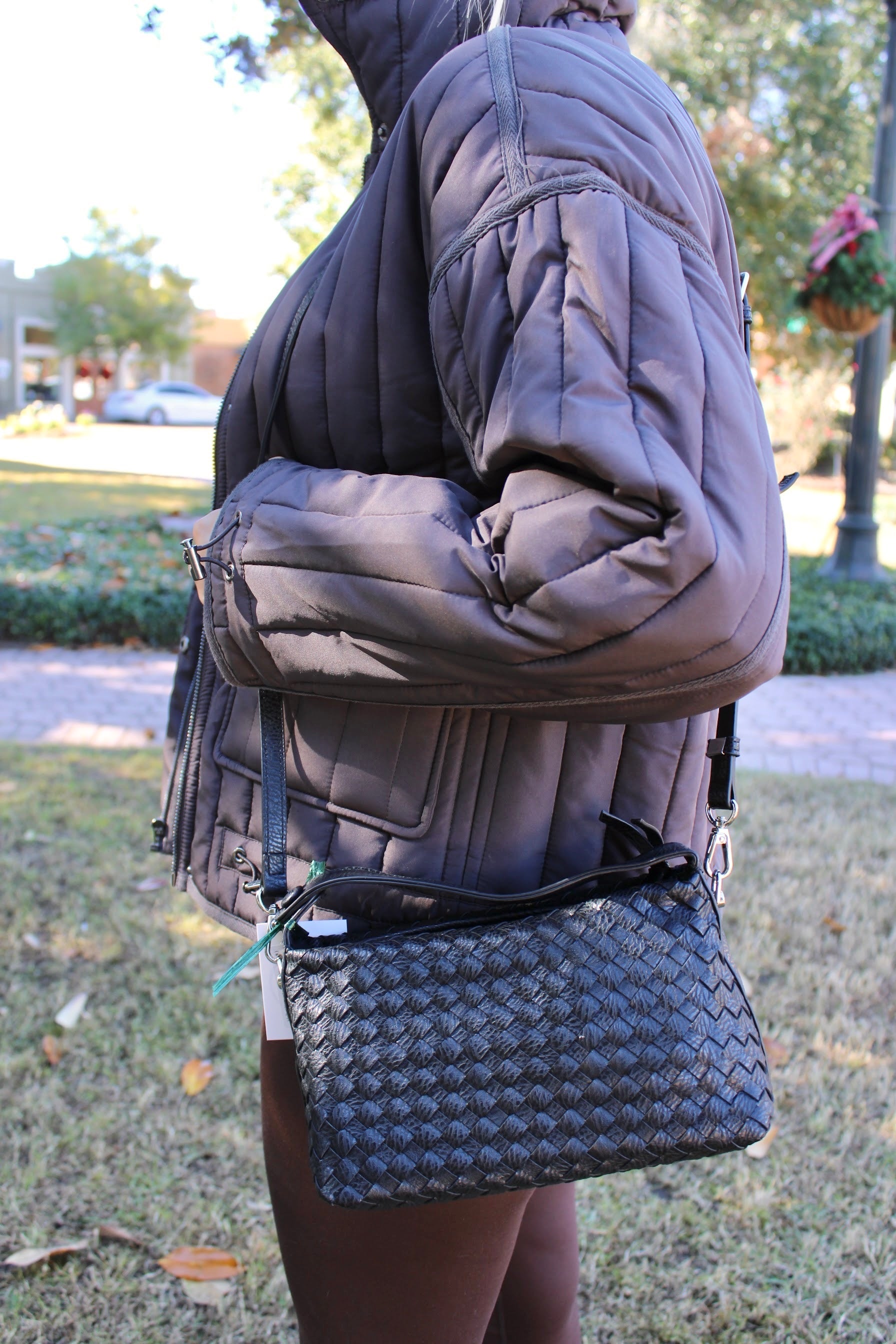 Holly Woven Leather Bag (Black)