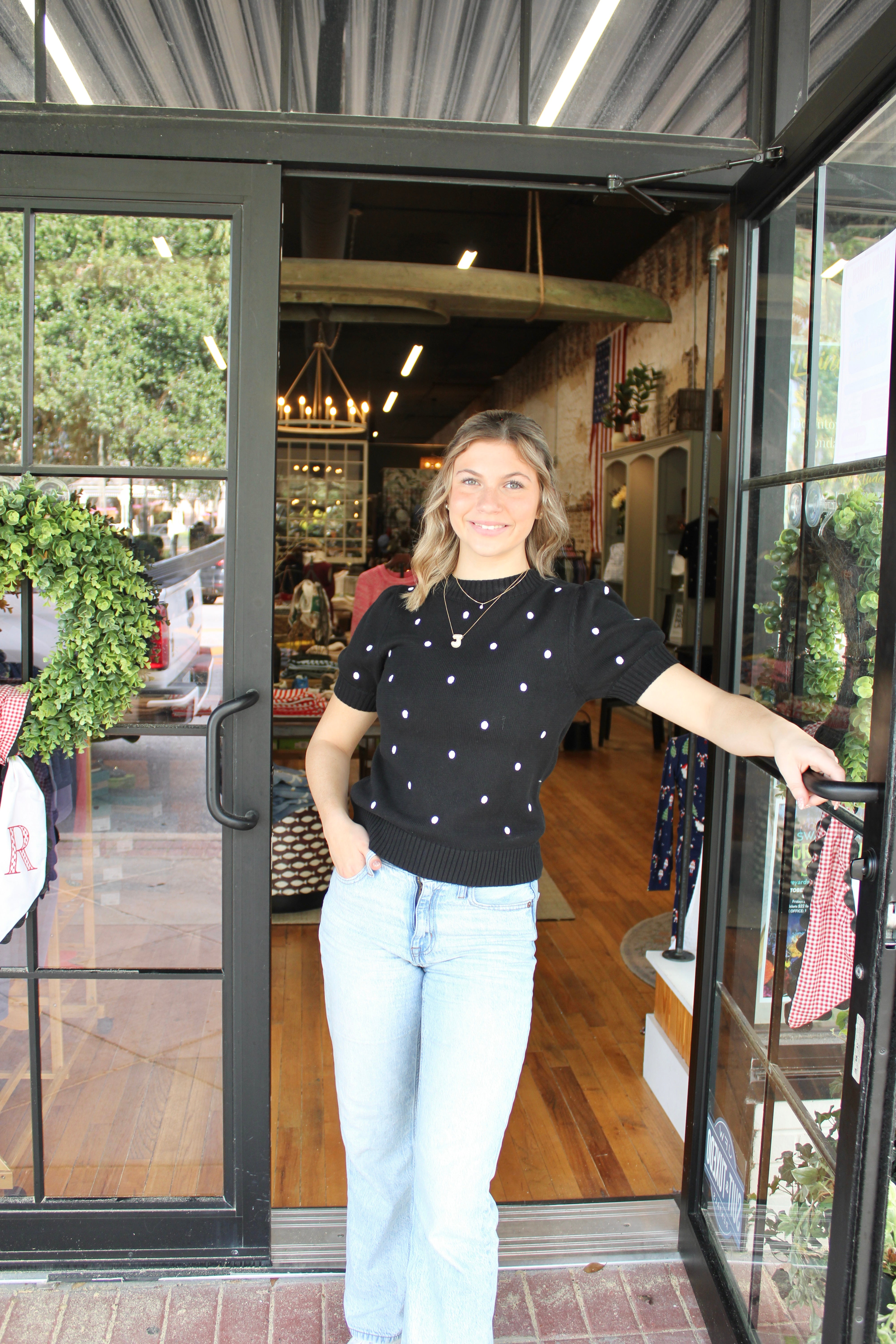 Marty Dot Sweater (White/Black)