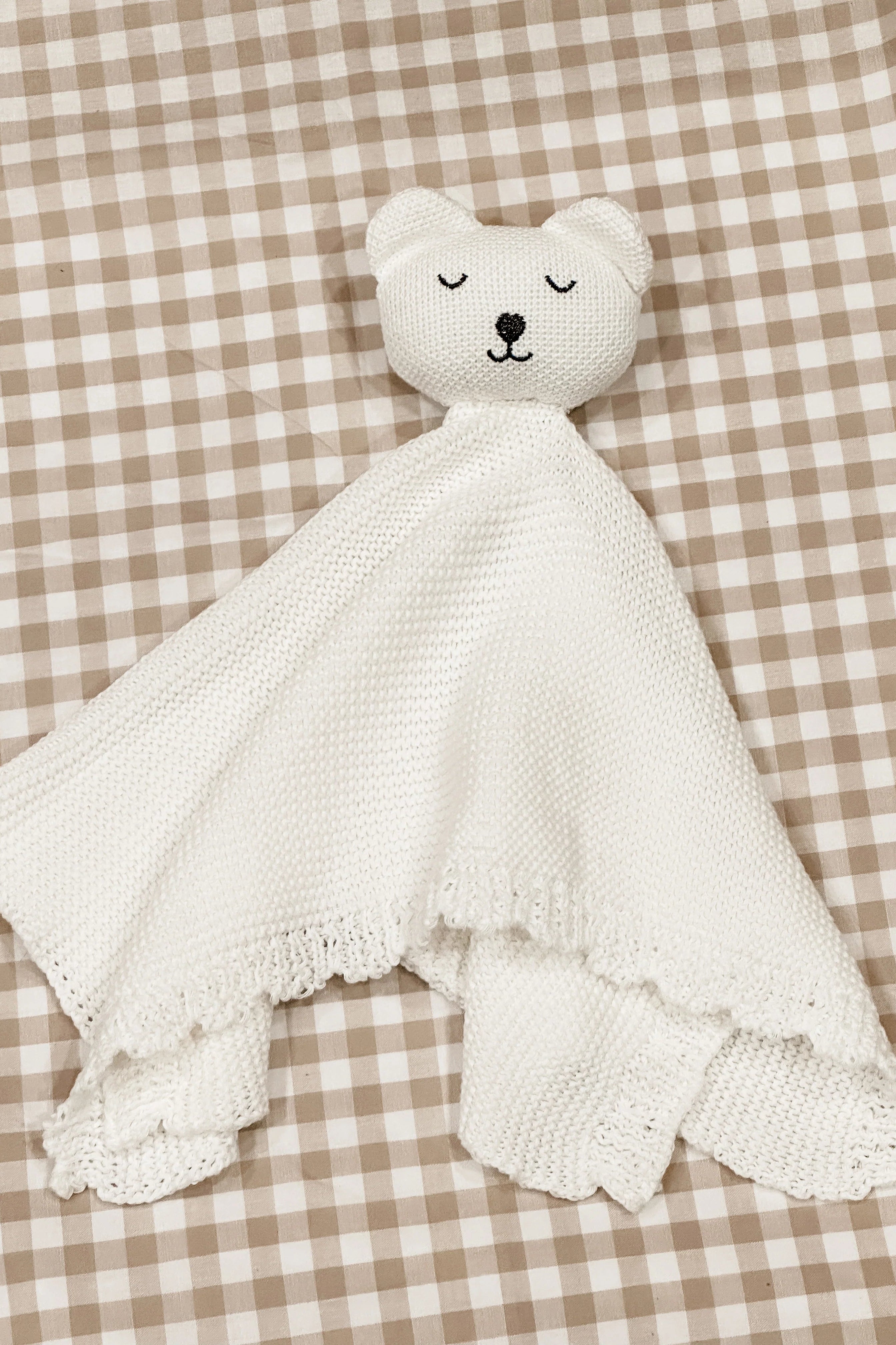 Knit Bear Lovey (White)