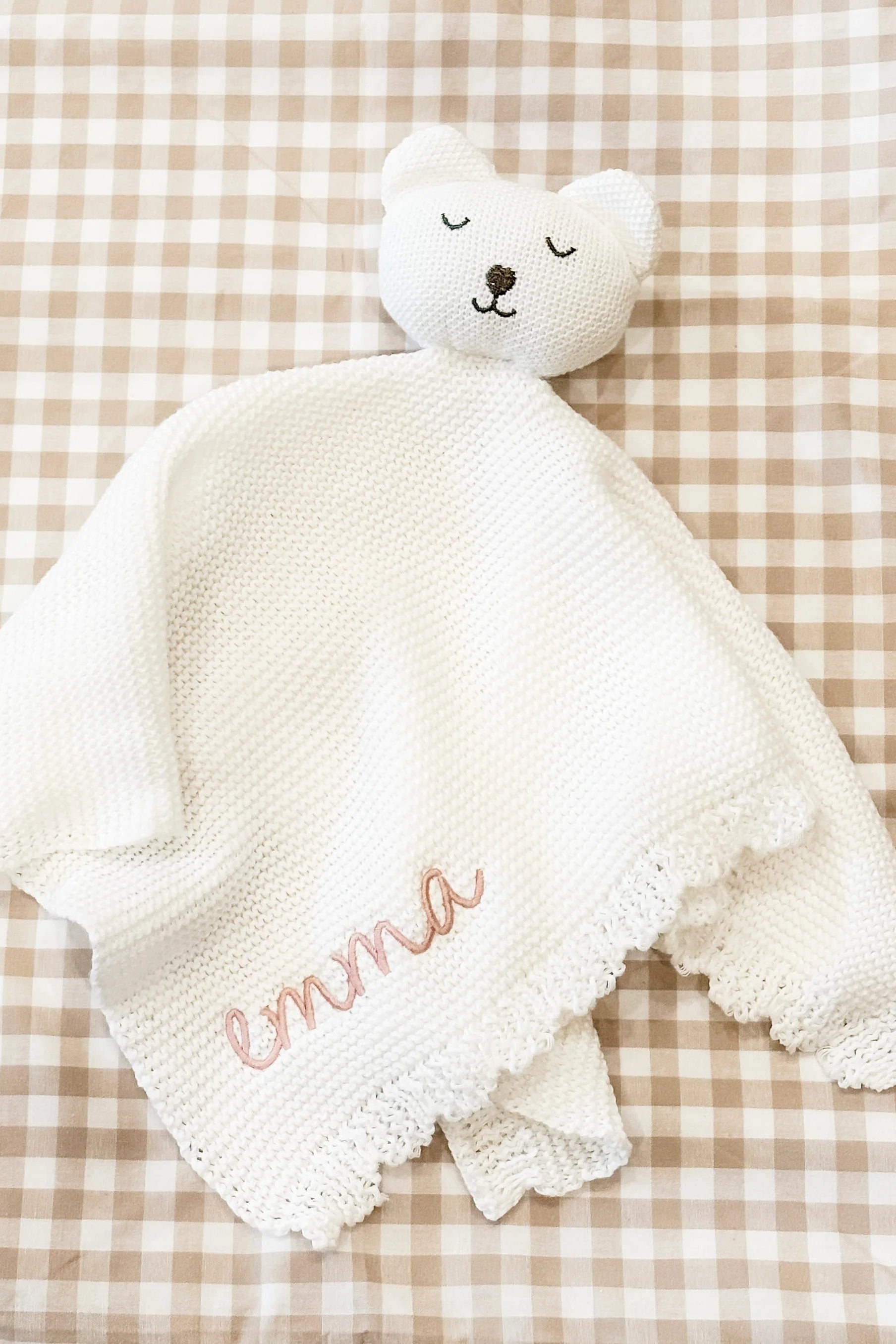 Knit Bear Lovey (White)