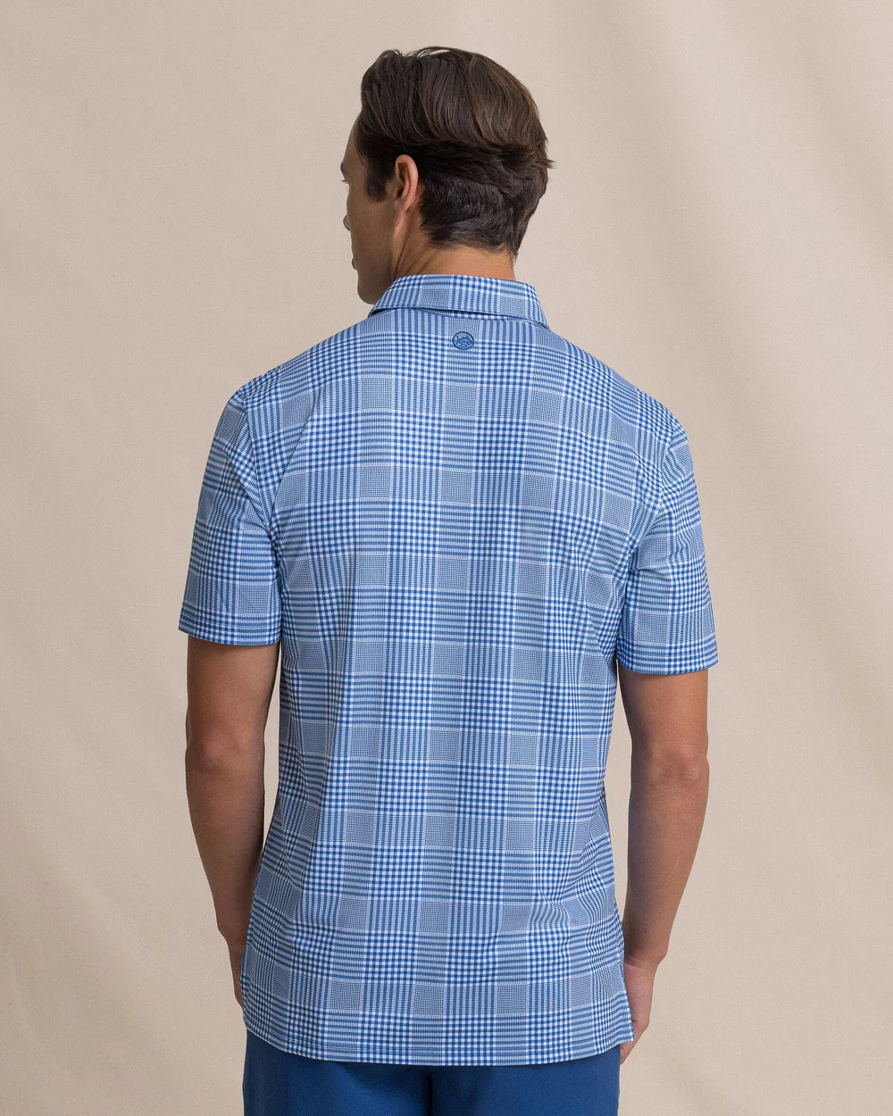 Southern Tide - Driver Coral Key Plaid Polo (Nautical Blue)