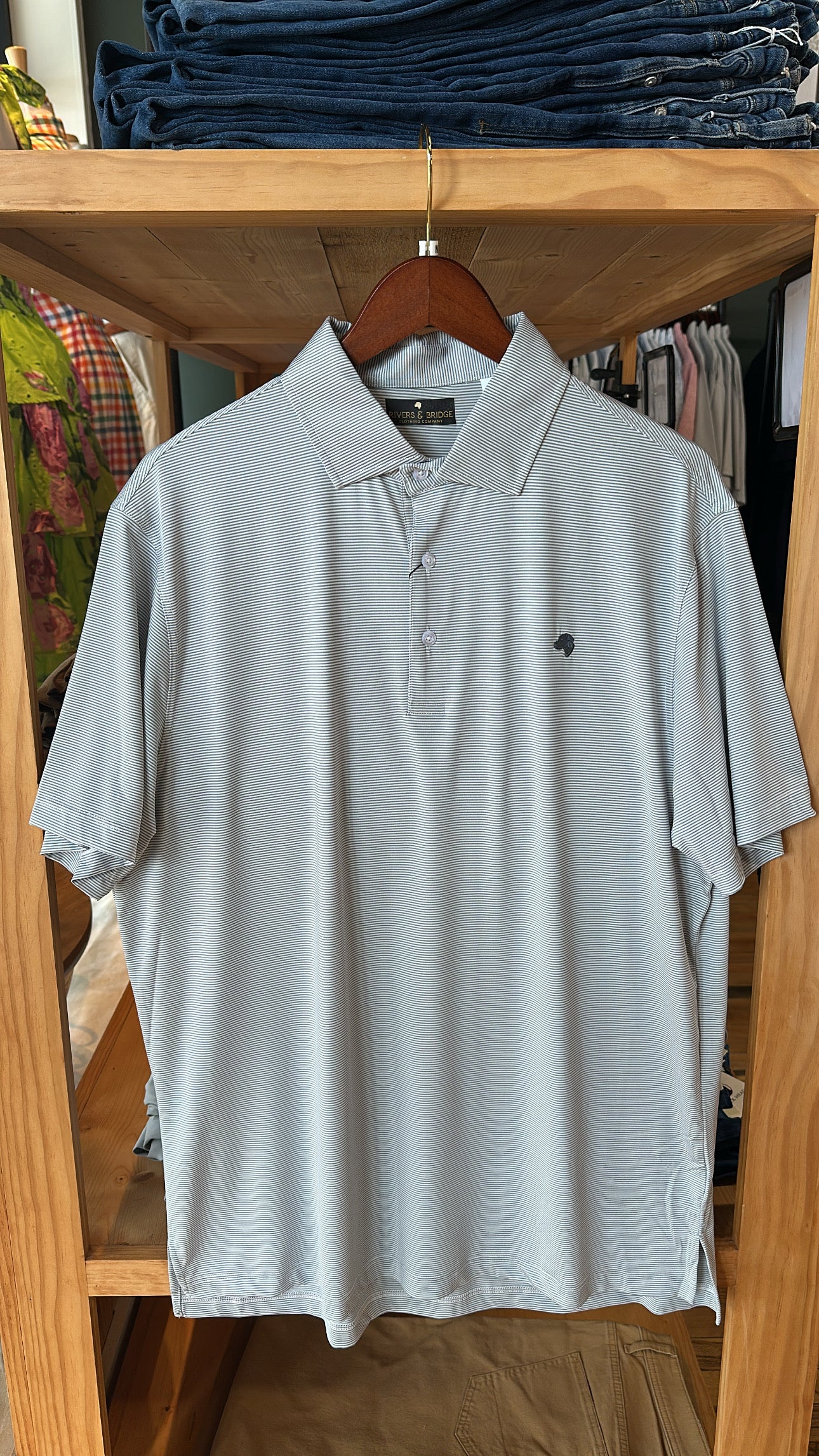 Rivers & Bridge - Stripe Polo (White/Silver)