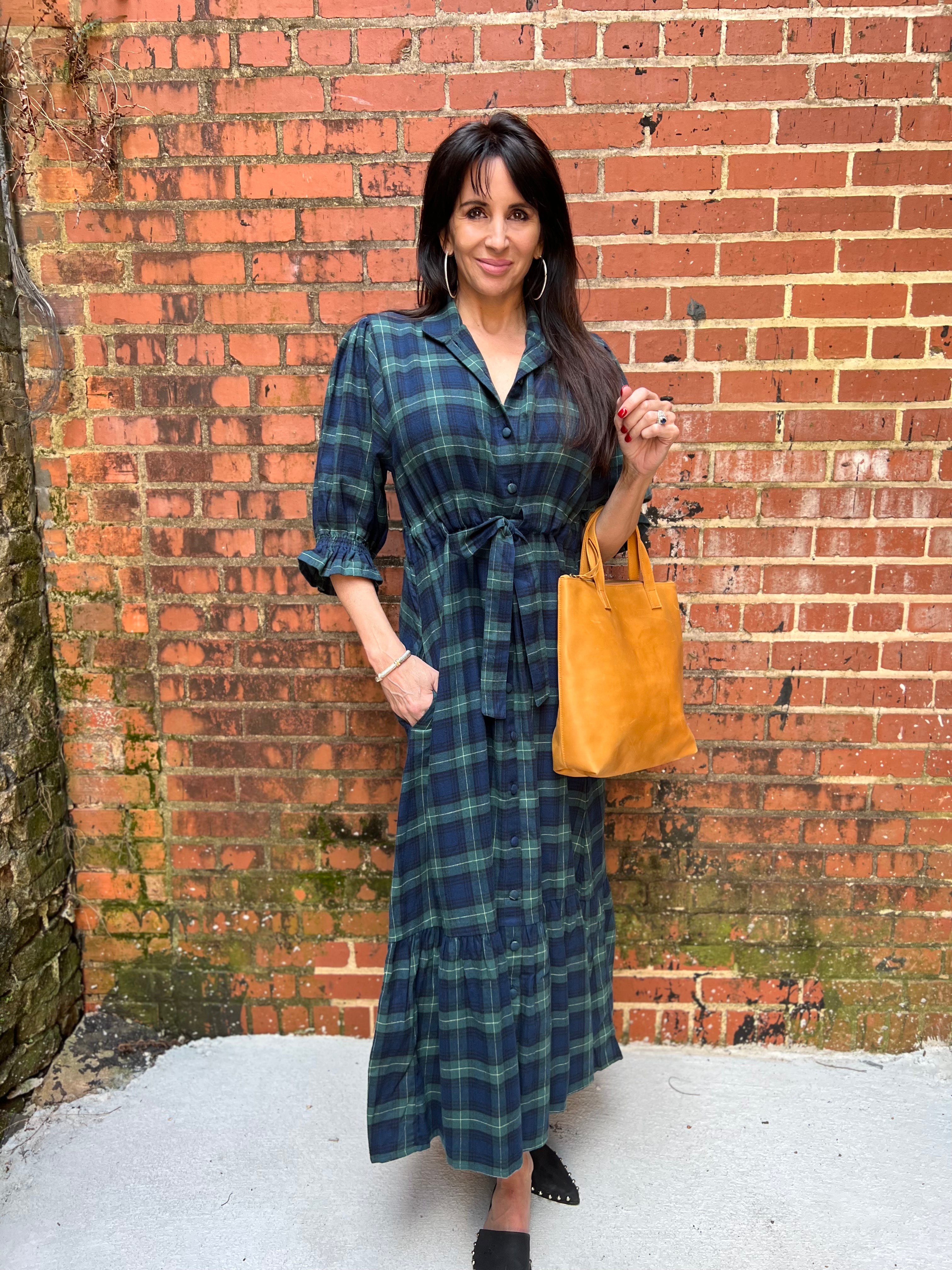 The Catherine Maxi Dress -Black Plaid