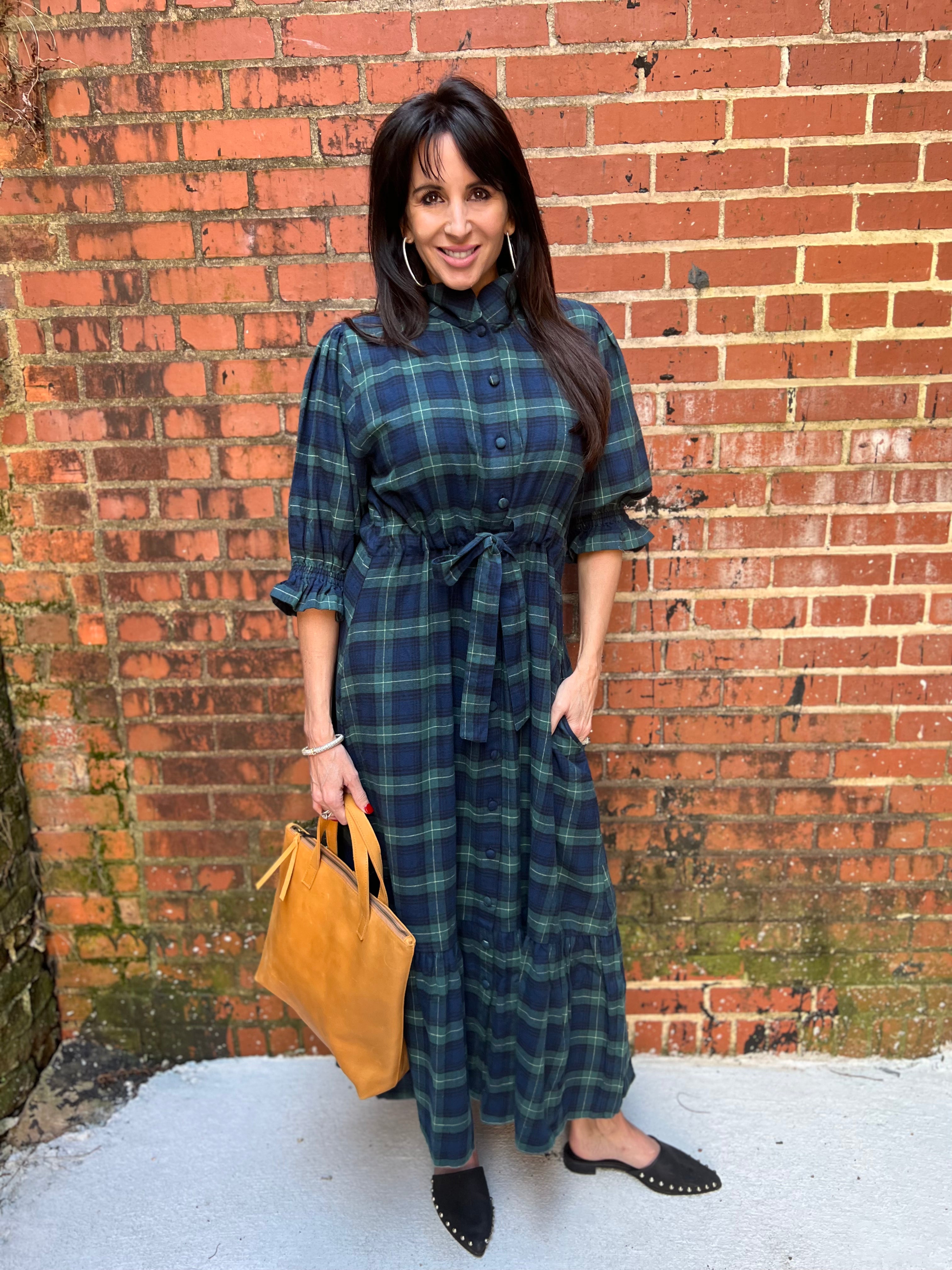 The Catherine Maxi Dress -Black Plaid