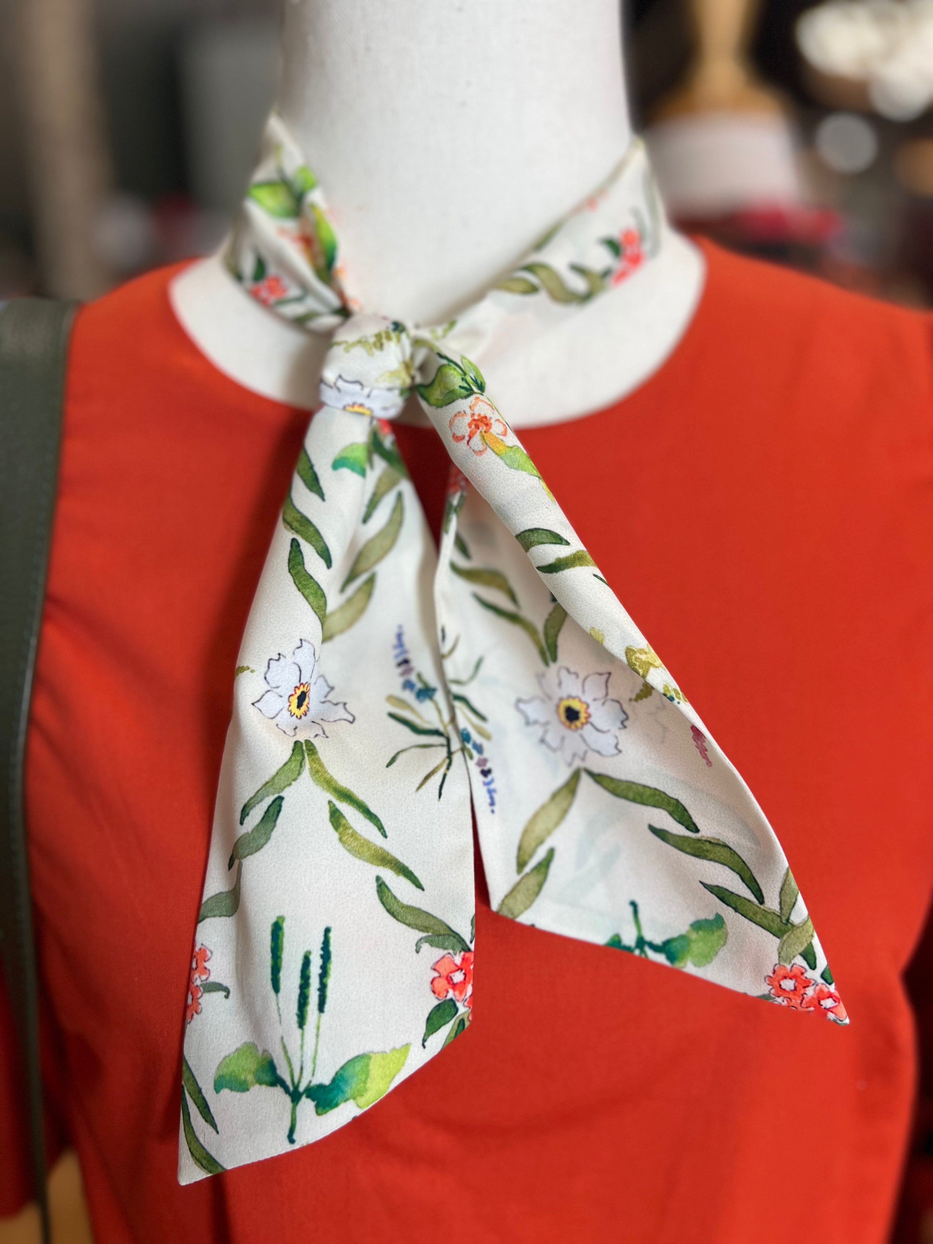 Wildflower Frolic Neck Tie - Antique White