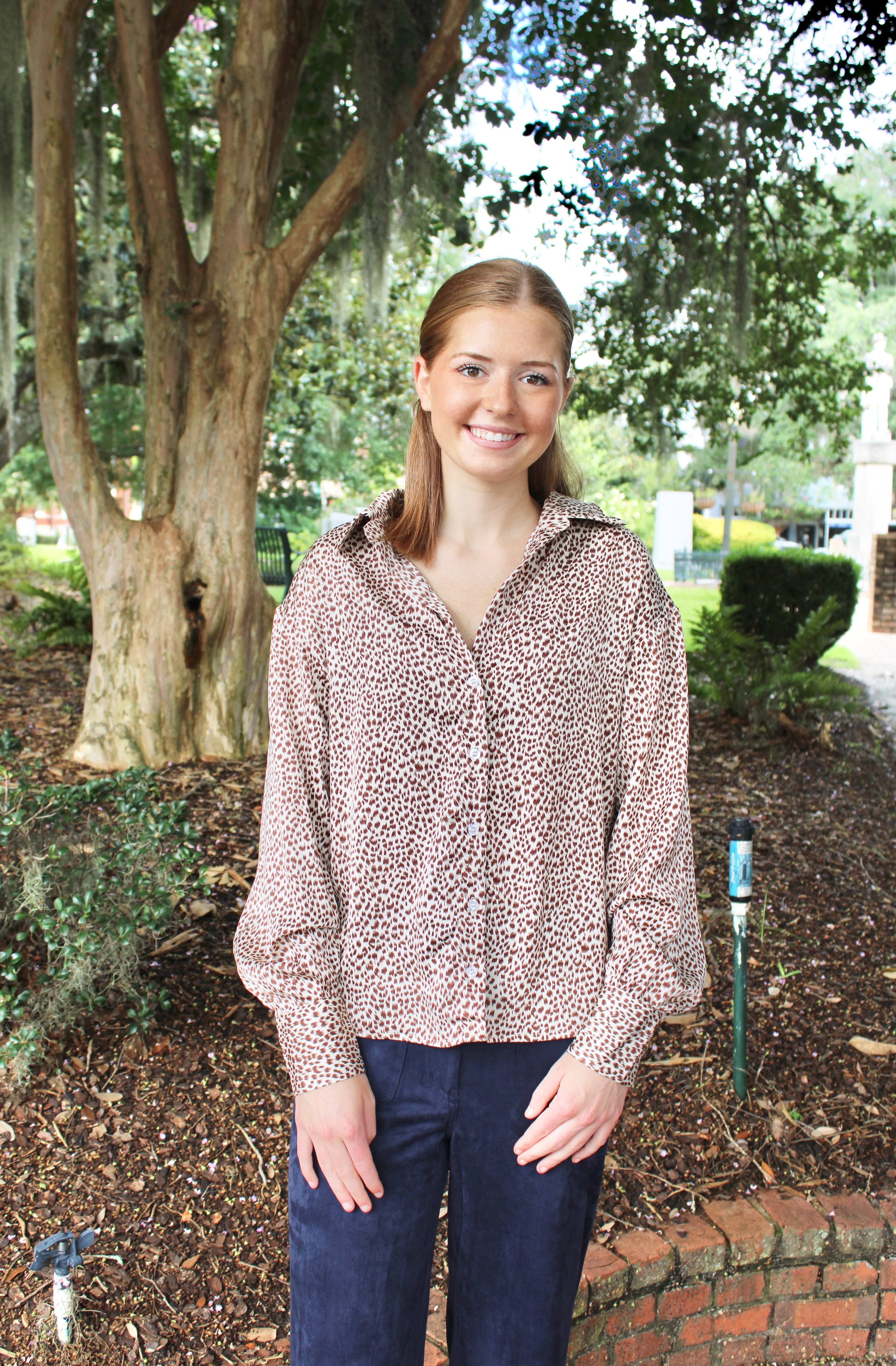 Courtney Blouse (Cream/Brown)