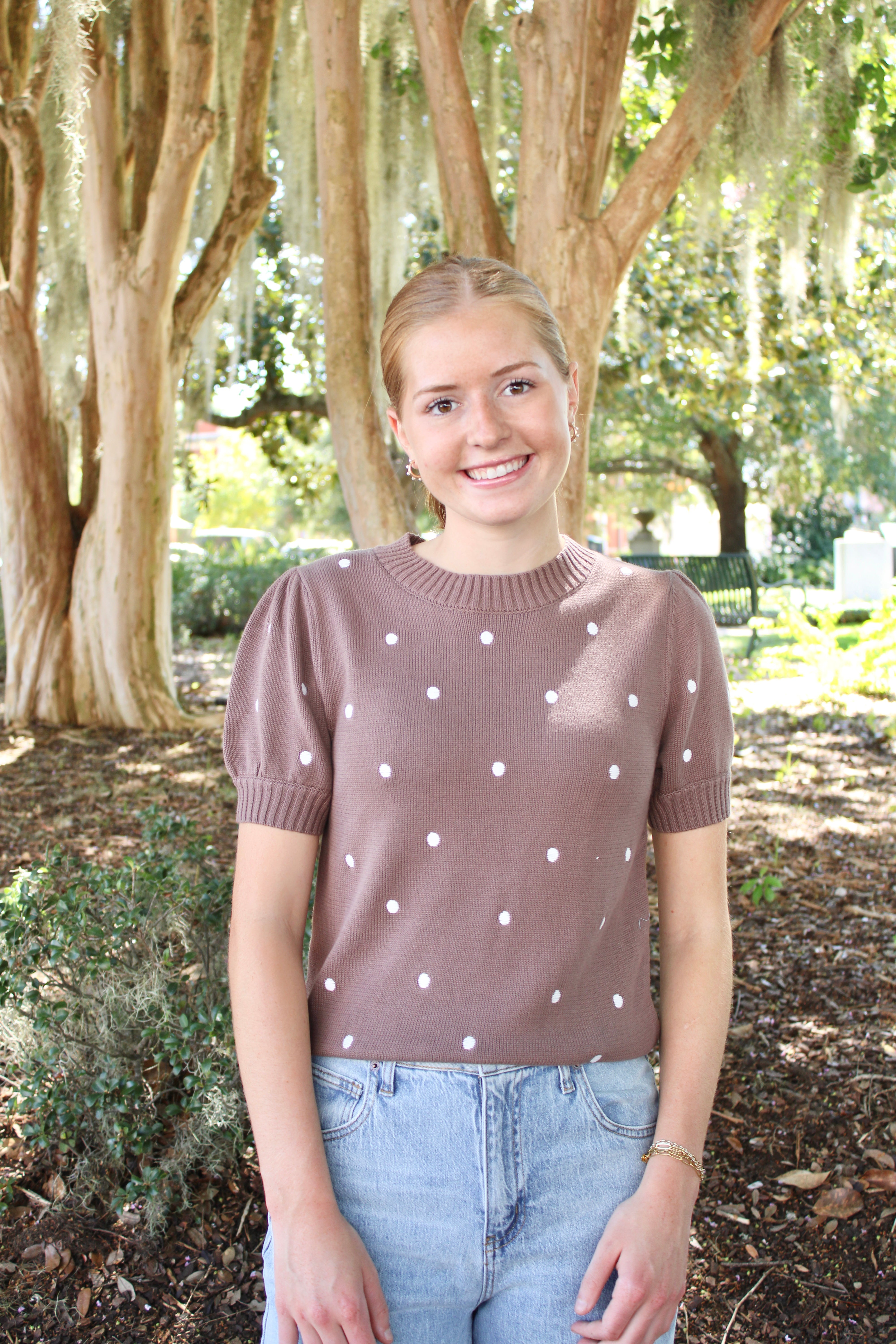 Marty Dot Sweater (Mocha/Ivory)