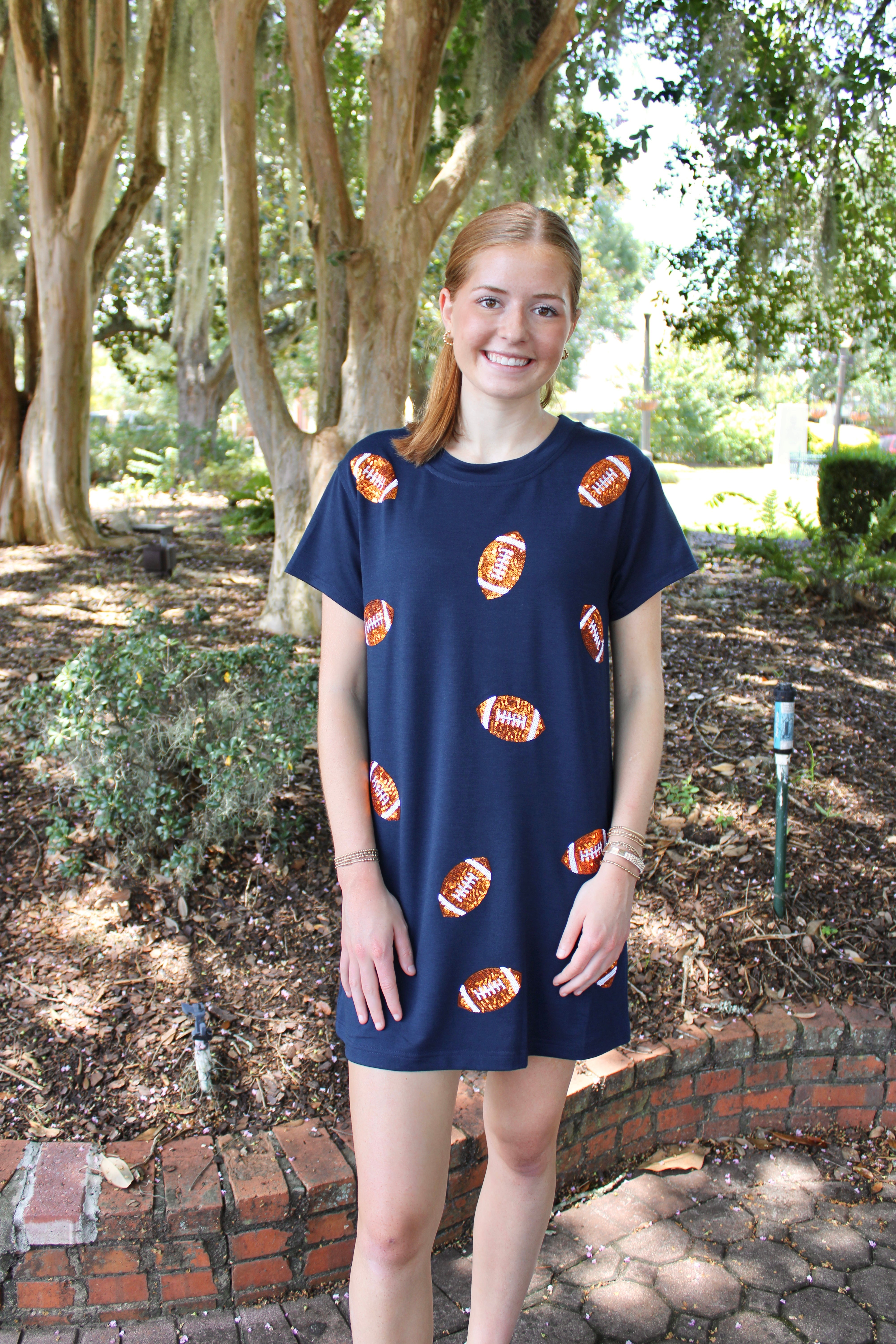 The Anna Football Dress (Navy/Orange)