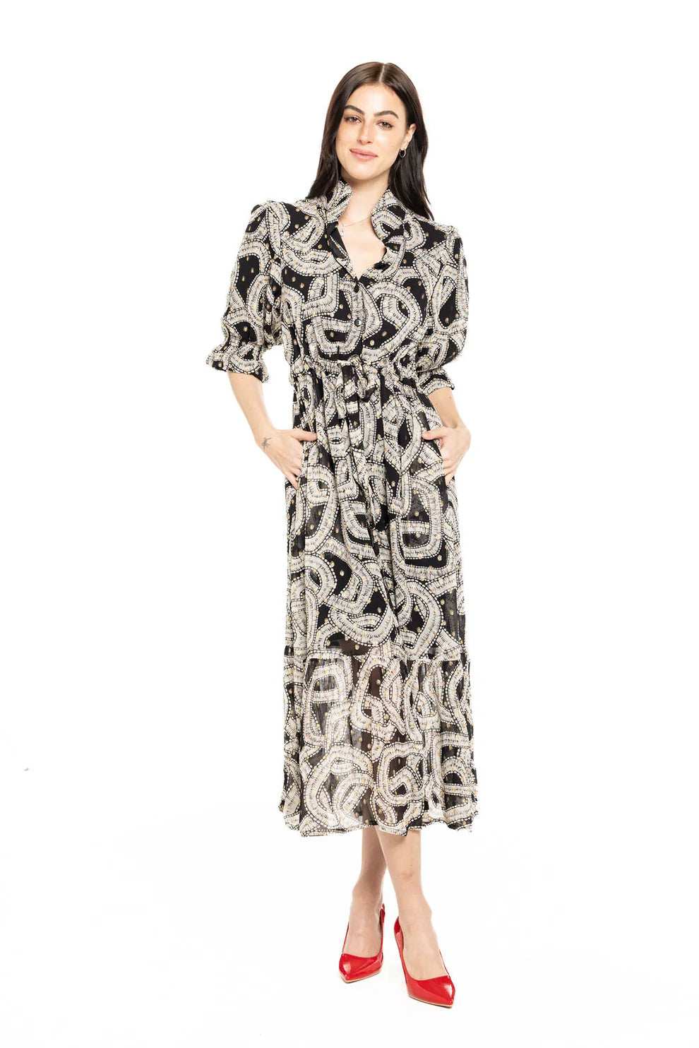 Holly Shae - Catherine Dress (Holiday Geo Cream)