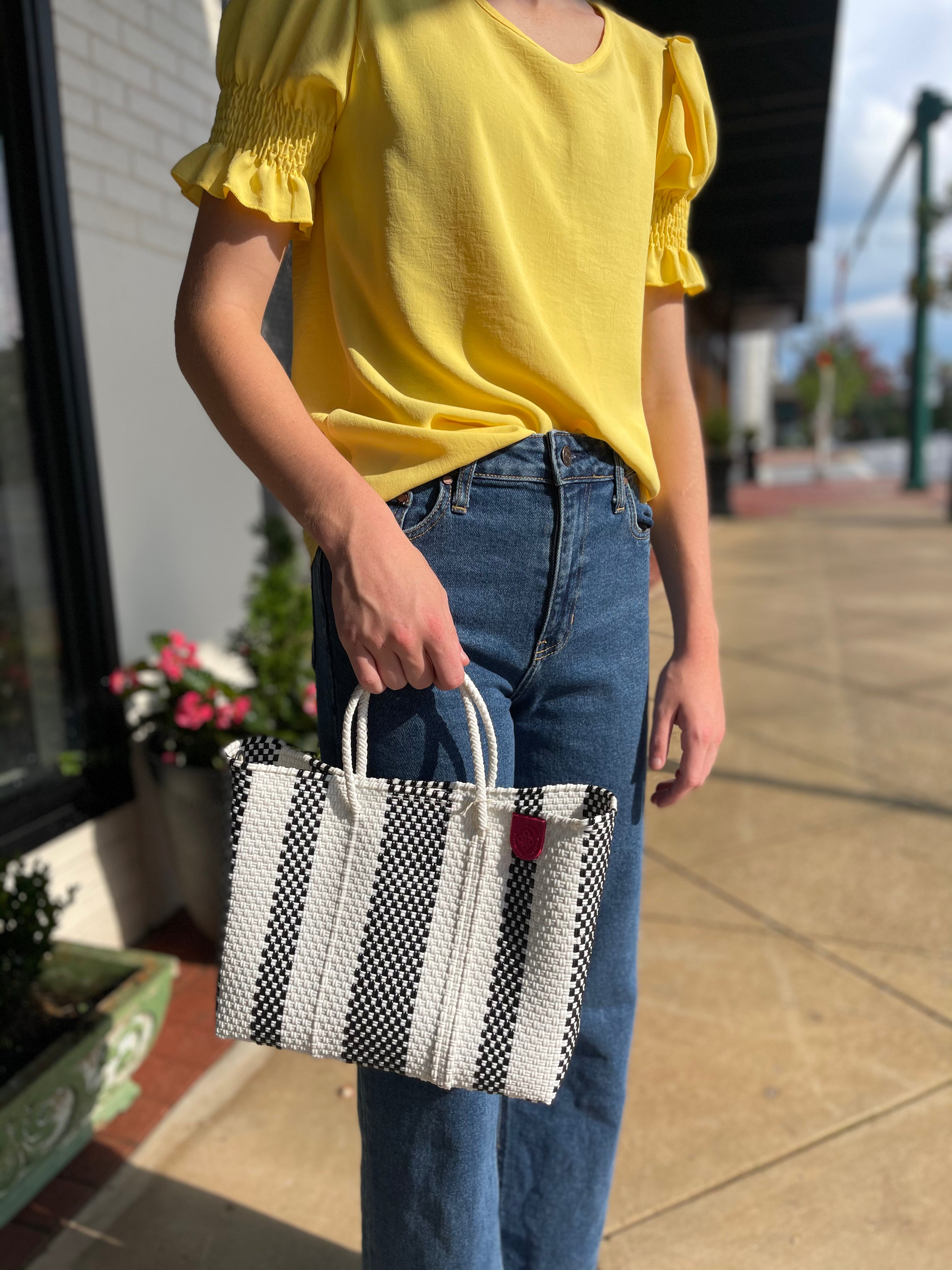 Zebra Medium Woven Crossbody Bag