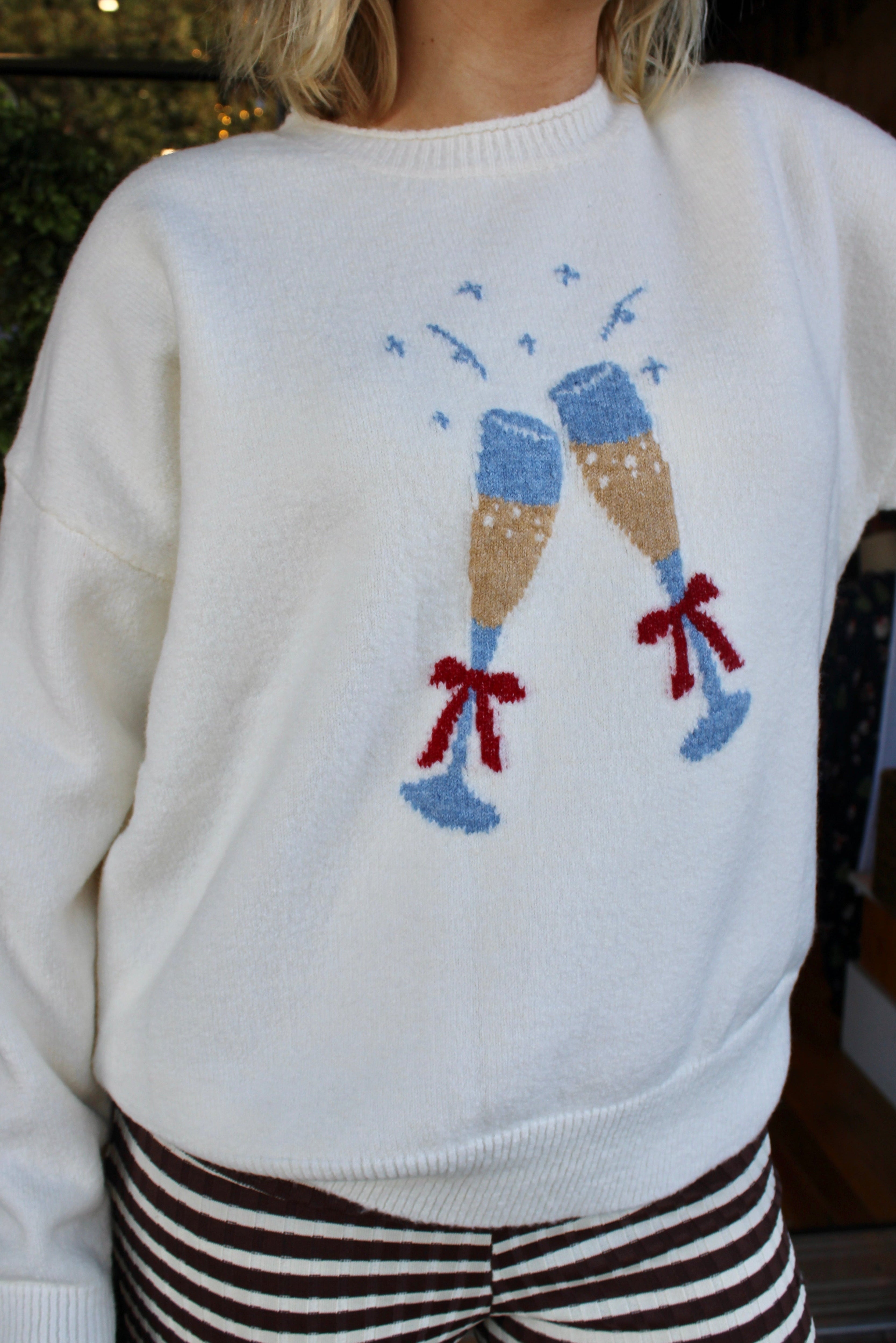 Champagne Glass Sweater (Cream)