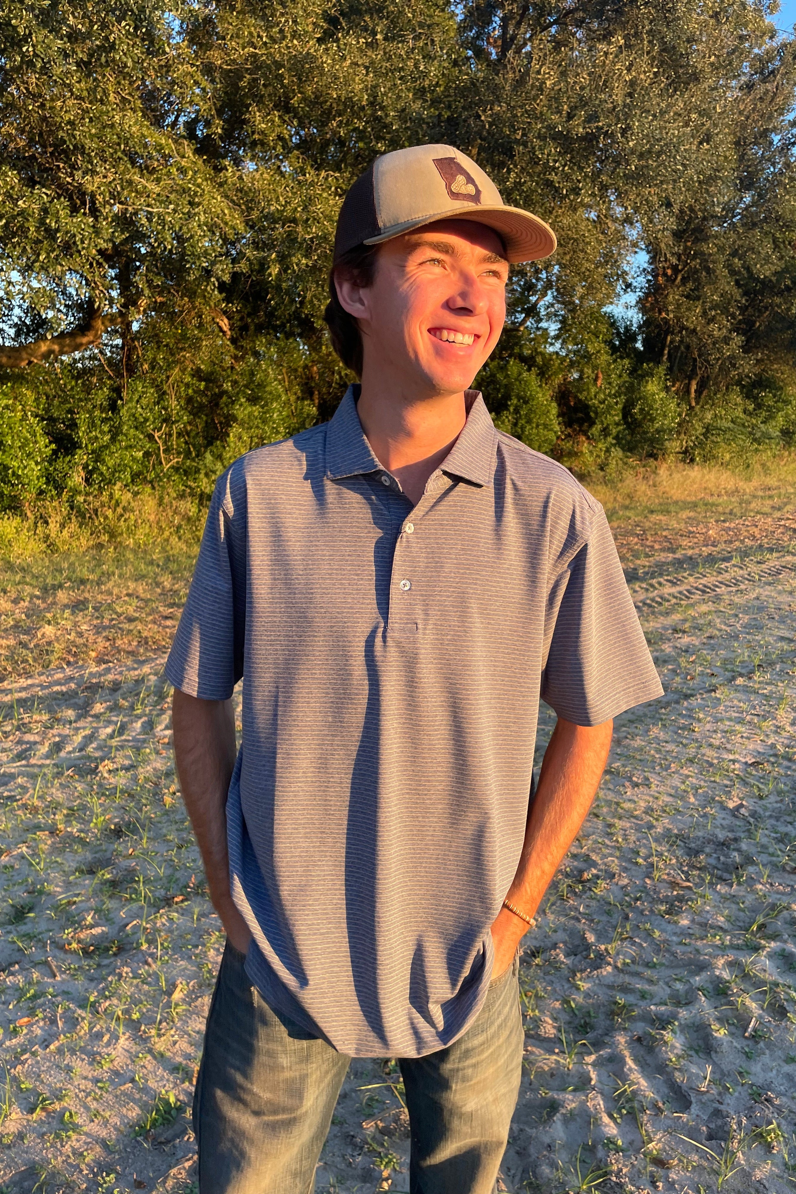 Rivers & Bridge - Performance Polo (Melange Navy/Khaki)