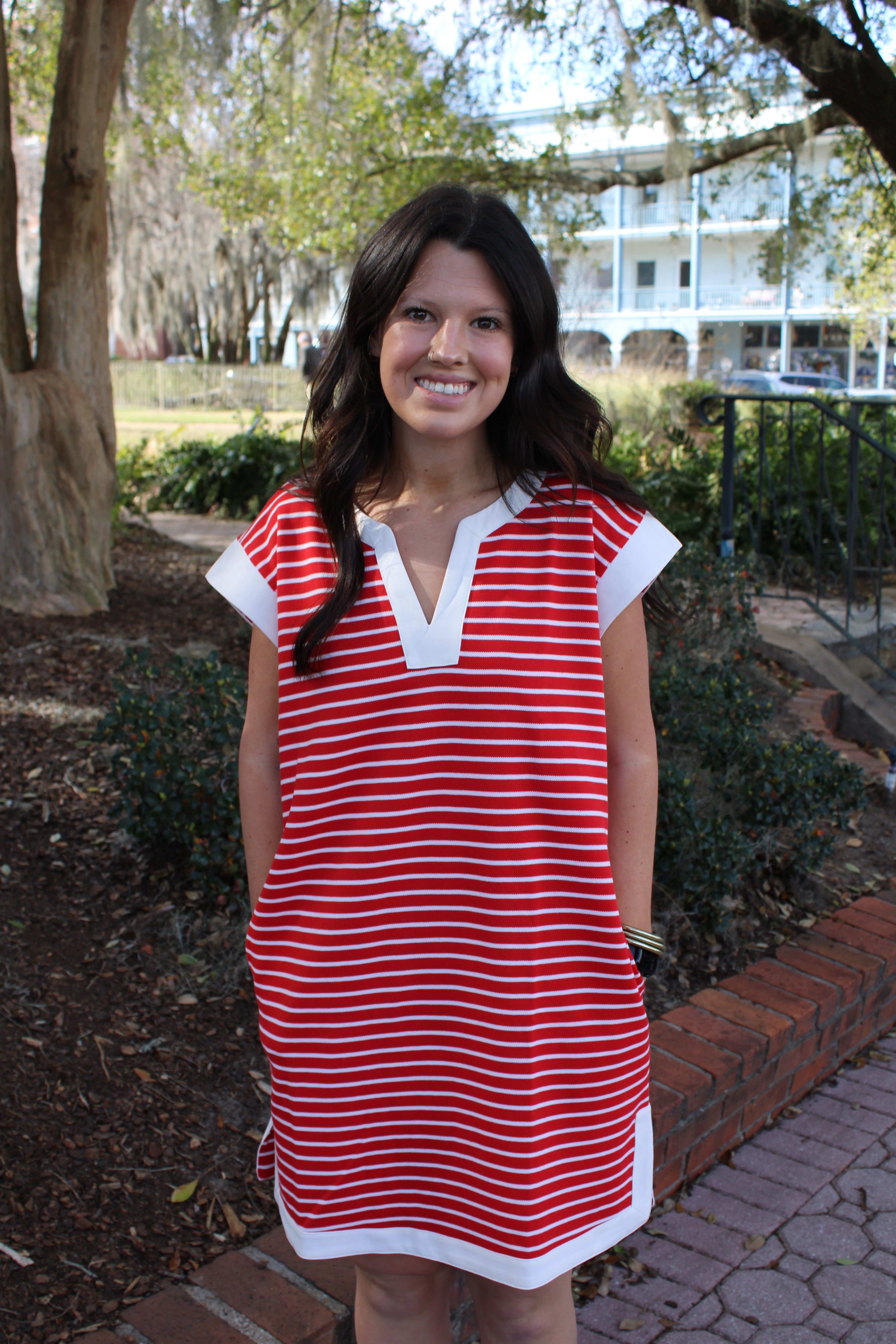 Nelia Dress - Red/White