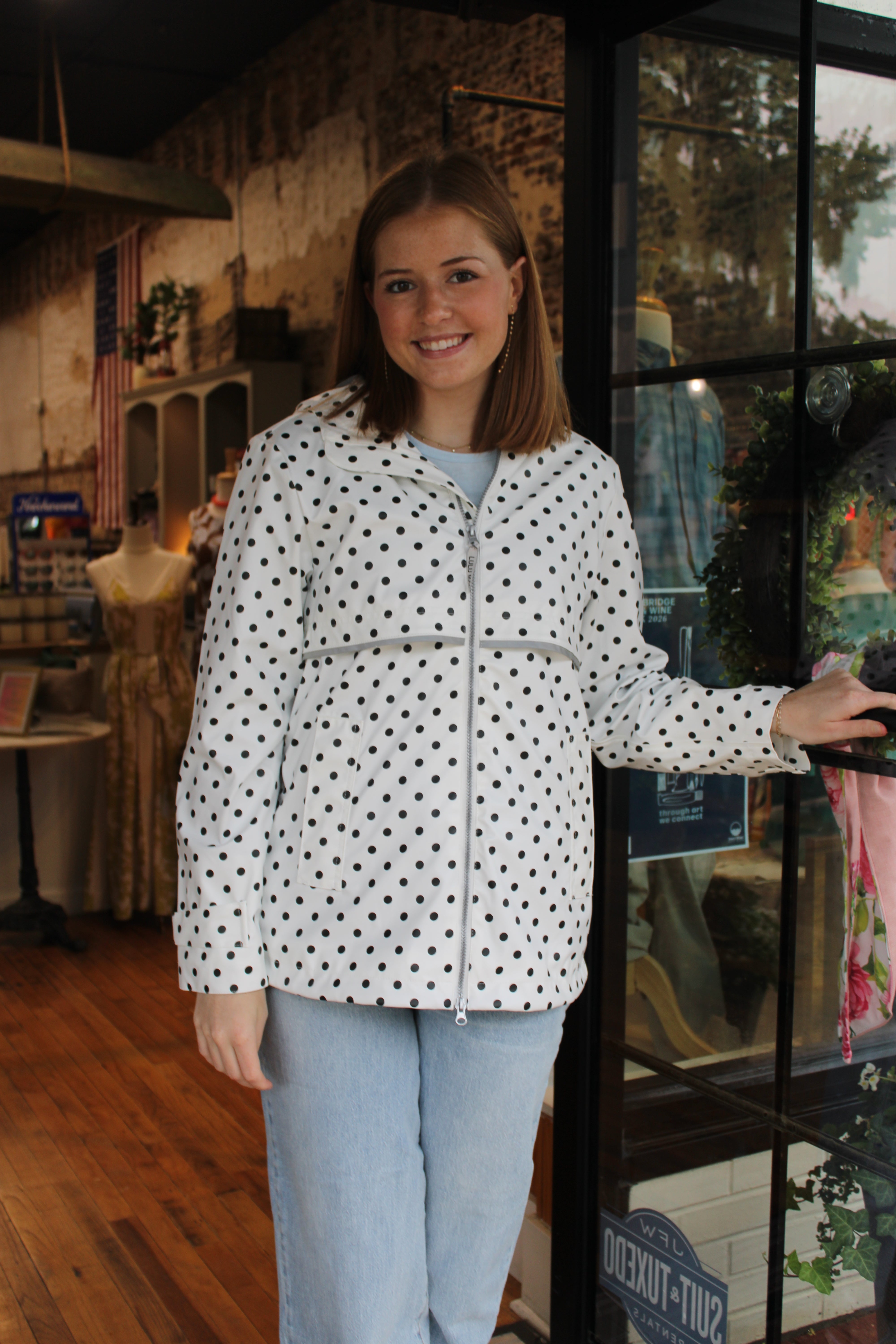 Lulu Mac Raincoat - White w/ Black