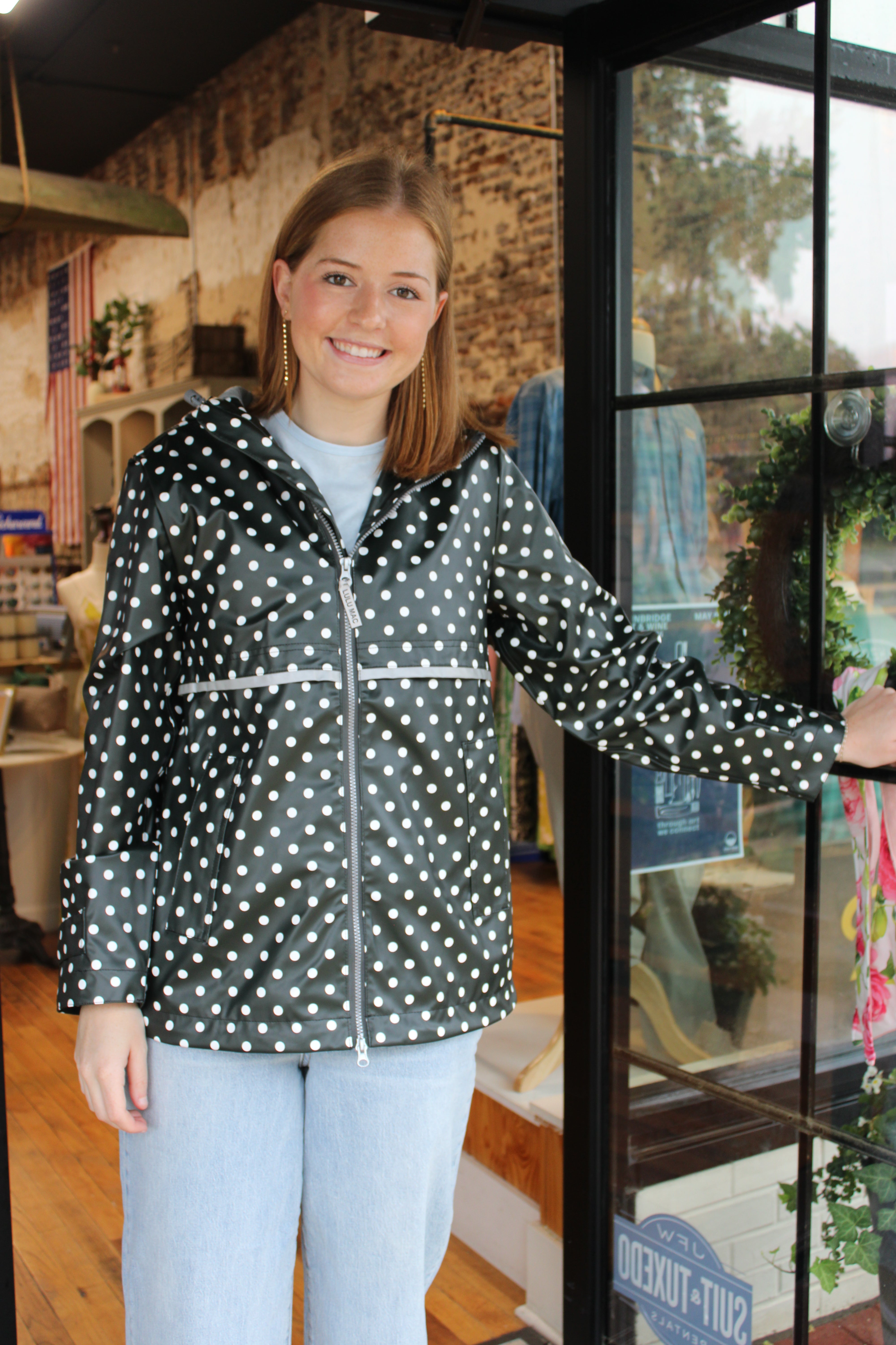 Lulu Mac Raincoat - Black w/ White