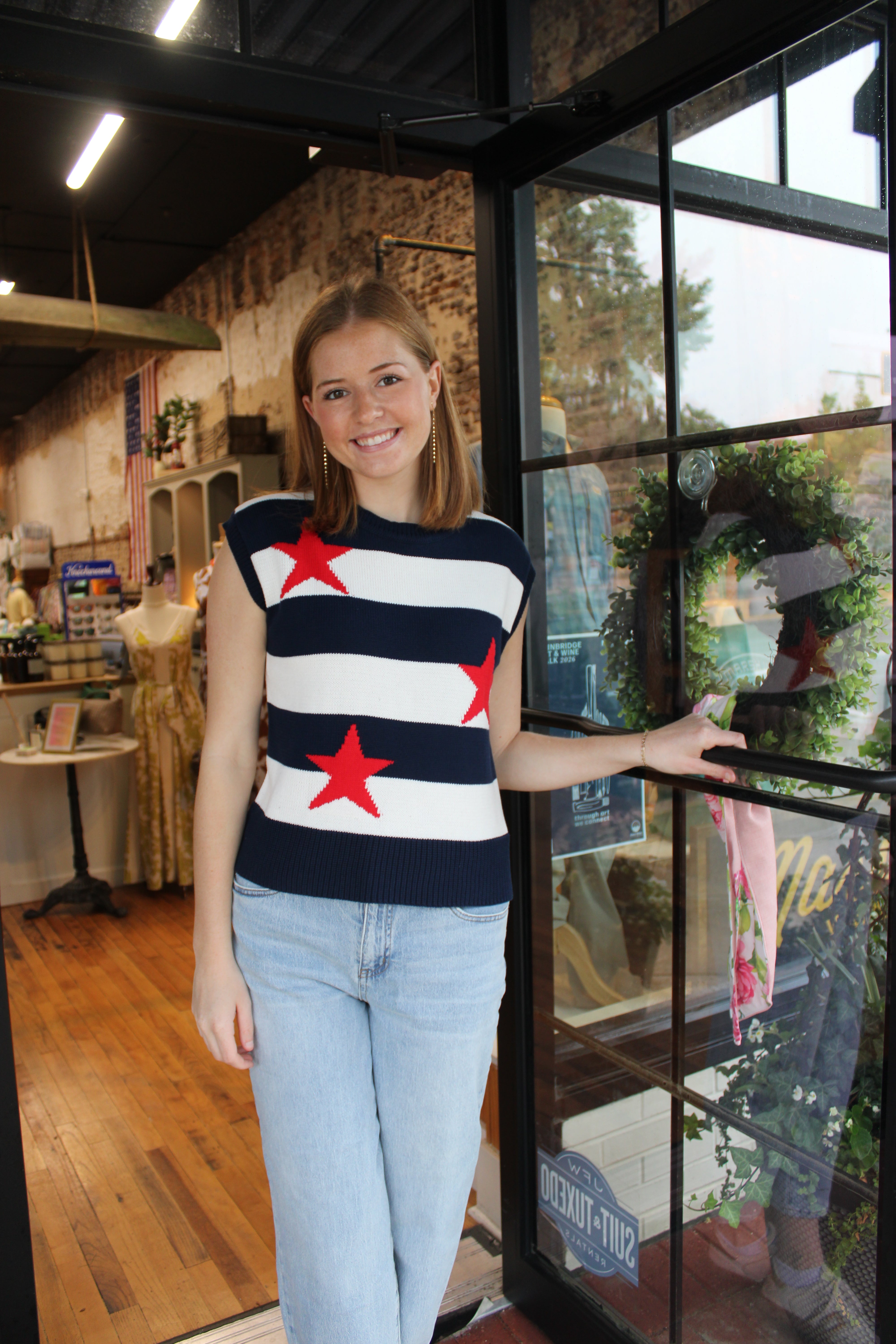 Betty Top - Navy/White