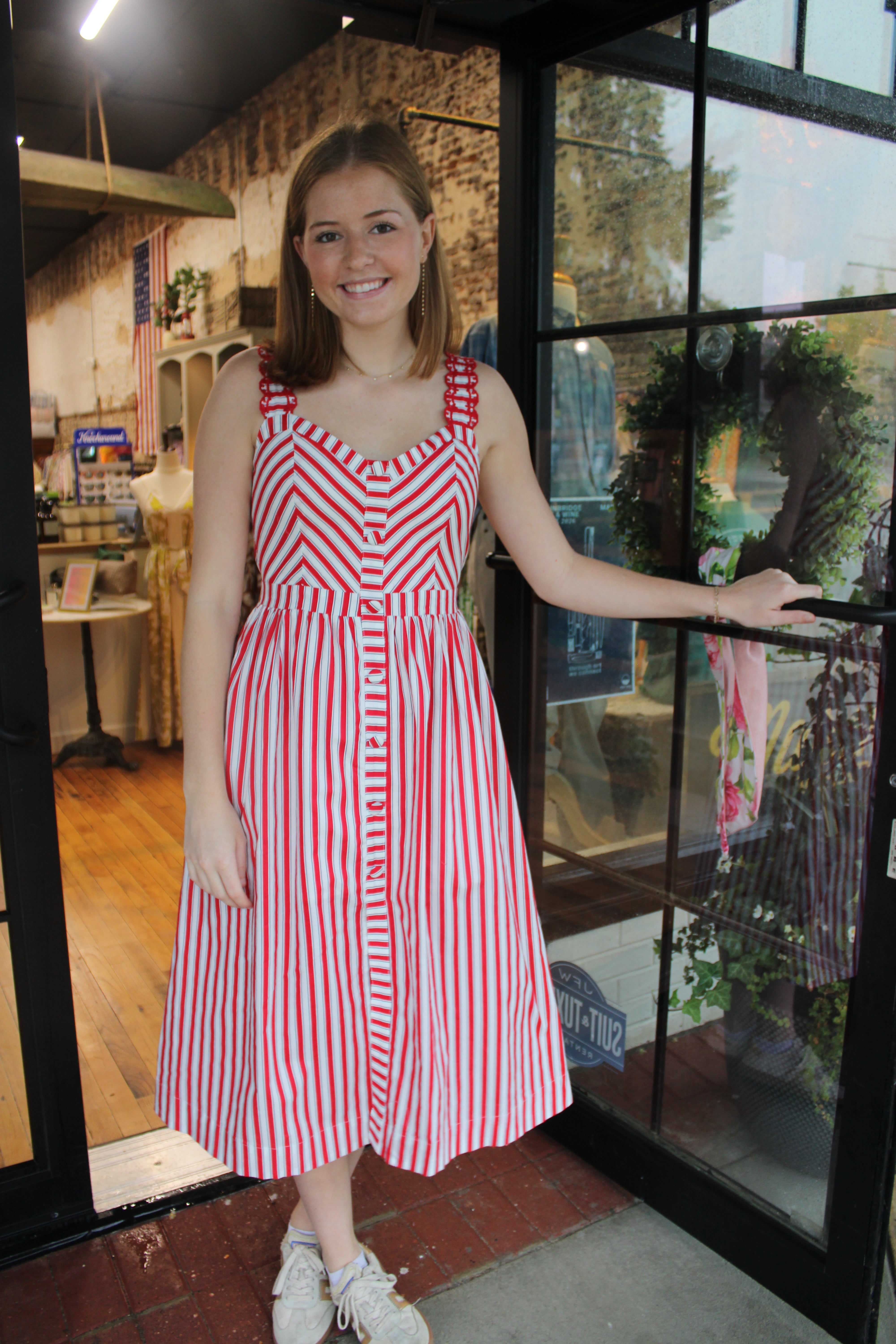 Hallie Dress - Red/White