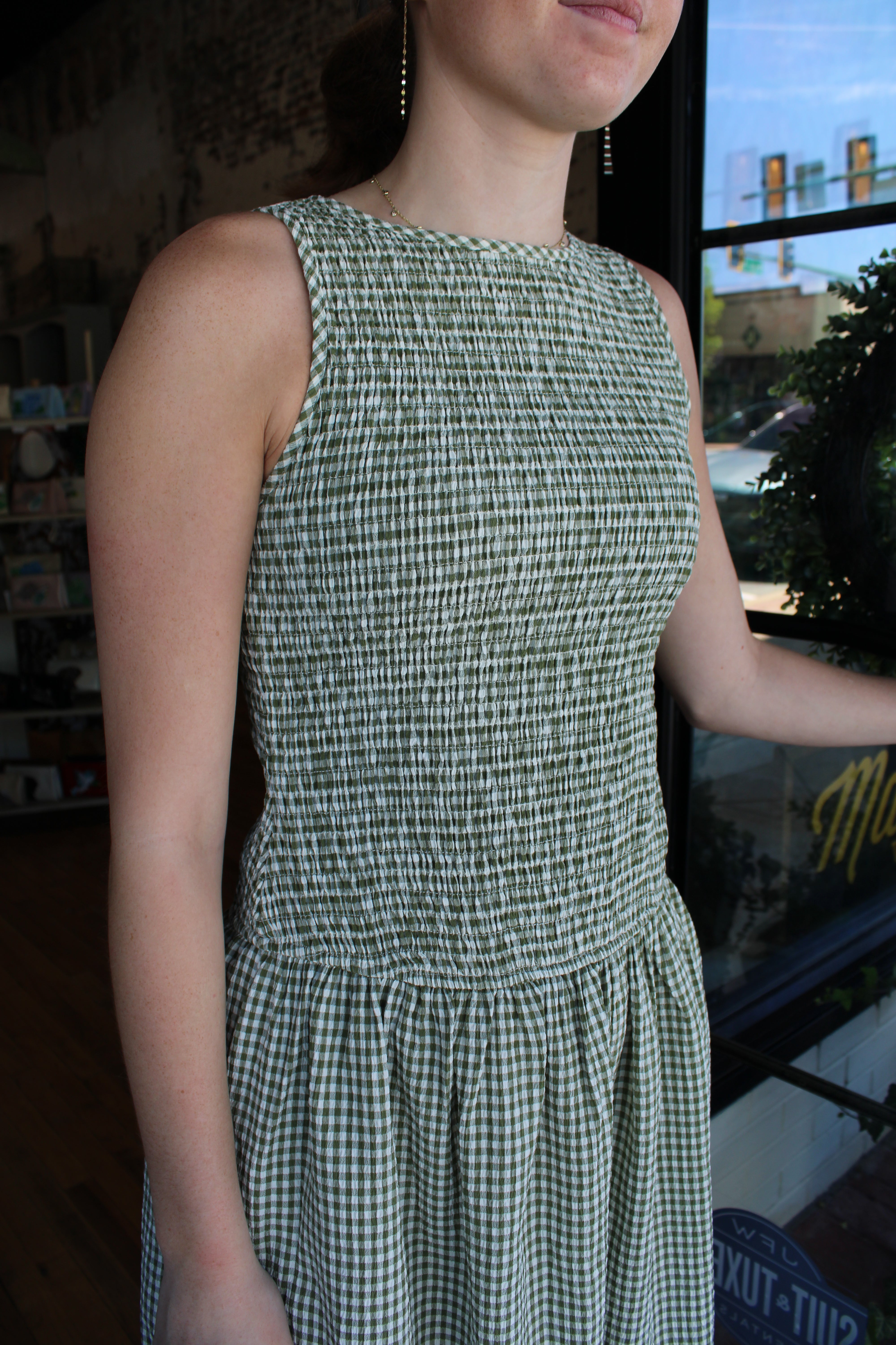 Grayson Dress - Green Gingham