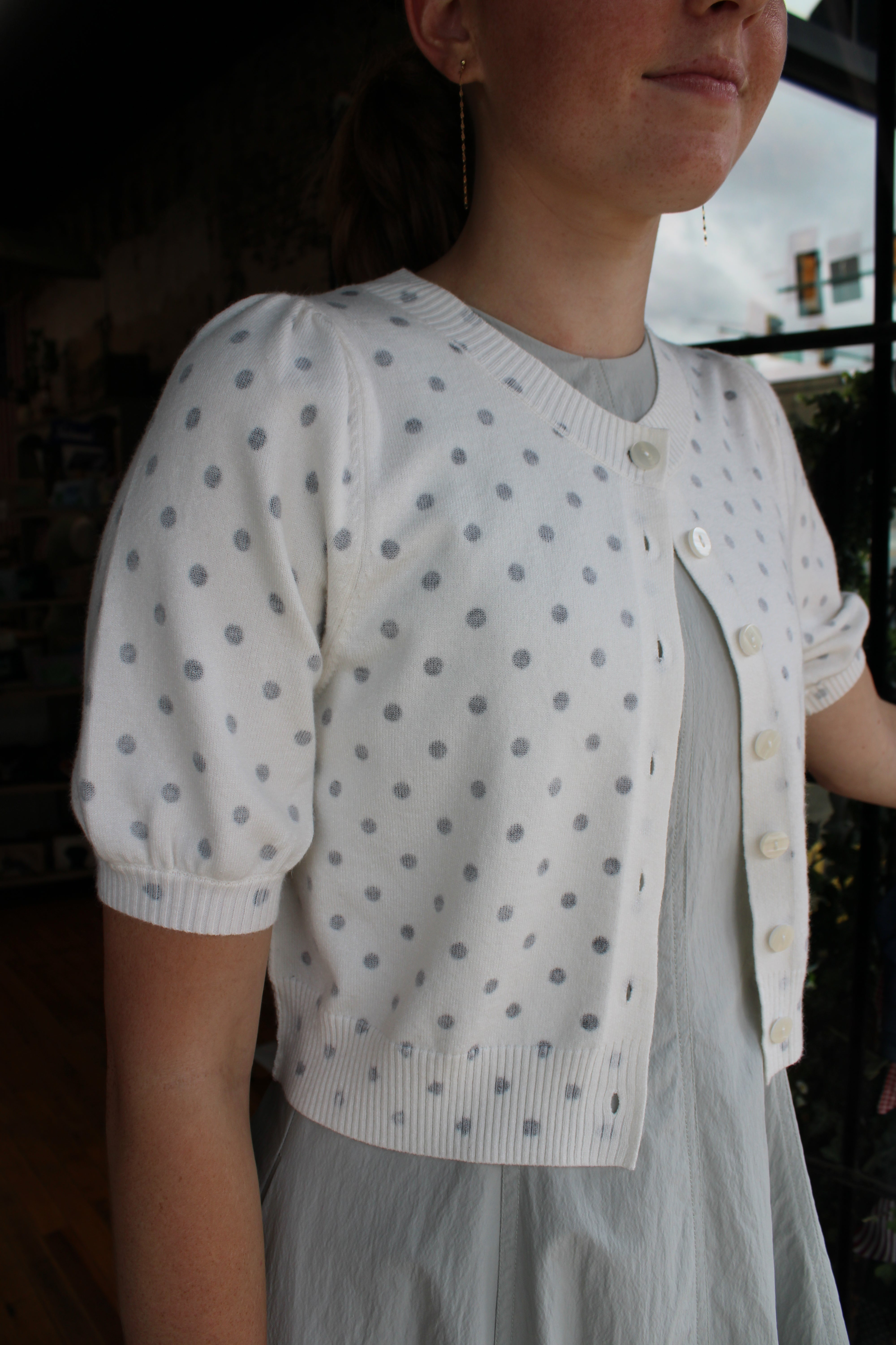 Dottie Top - Gray Polka Dot