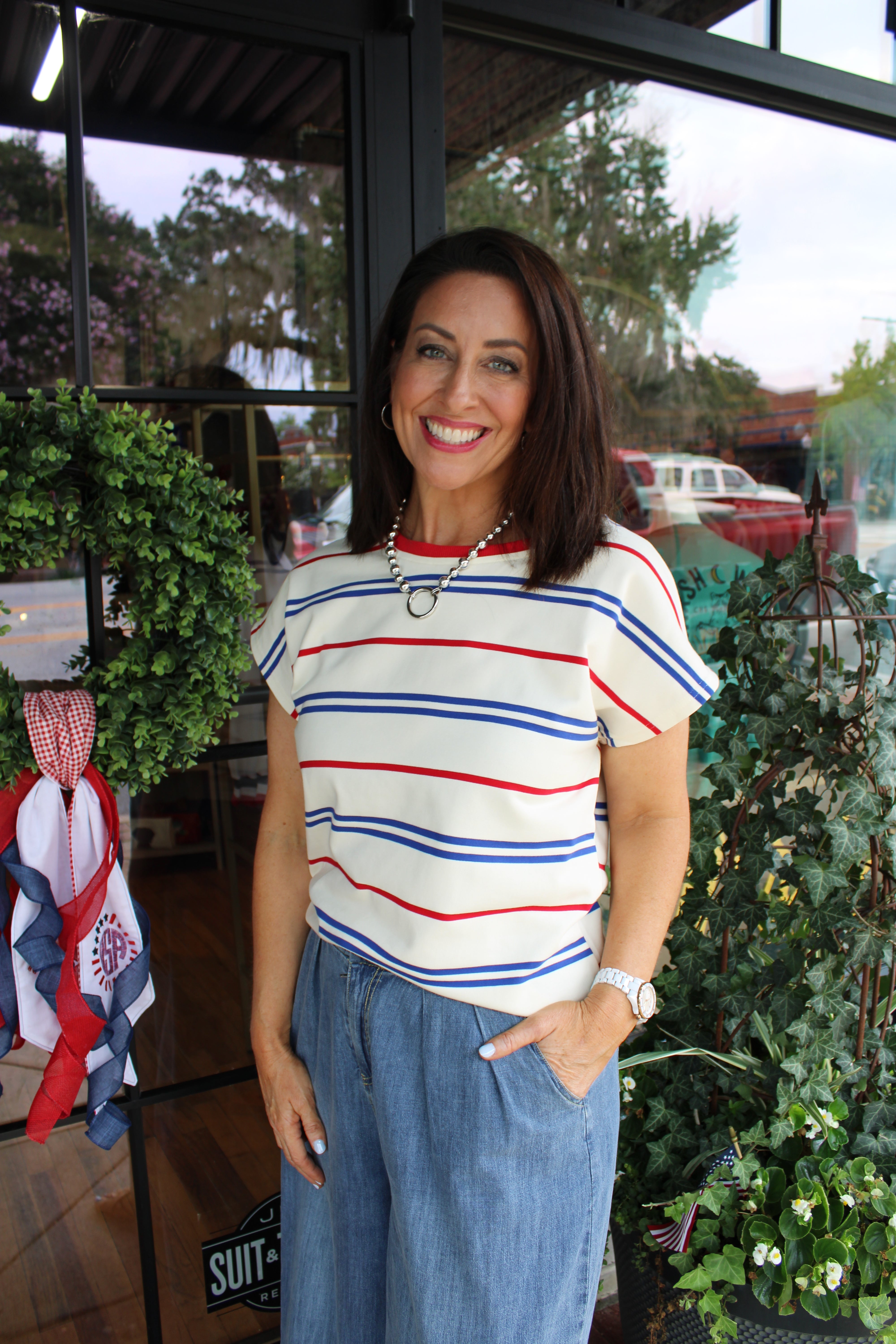 Americana Striped Tee (Cream)