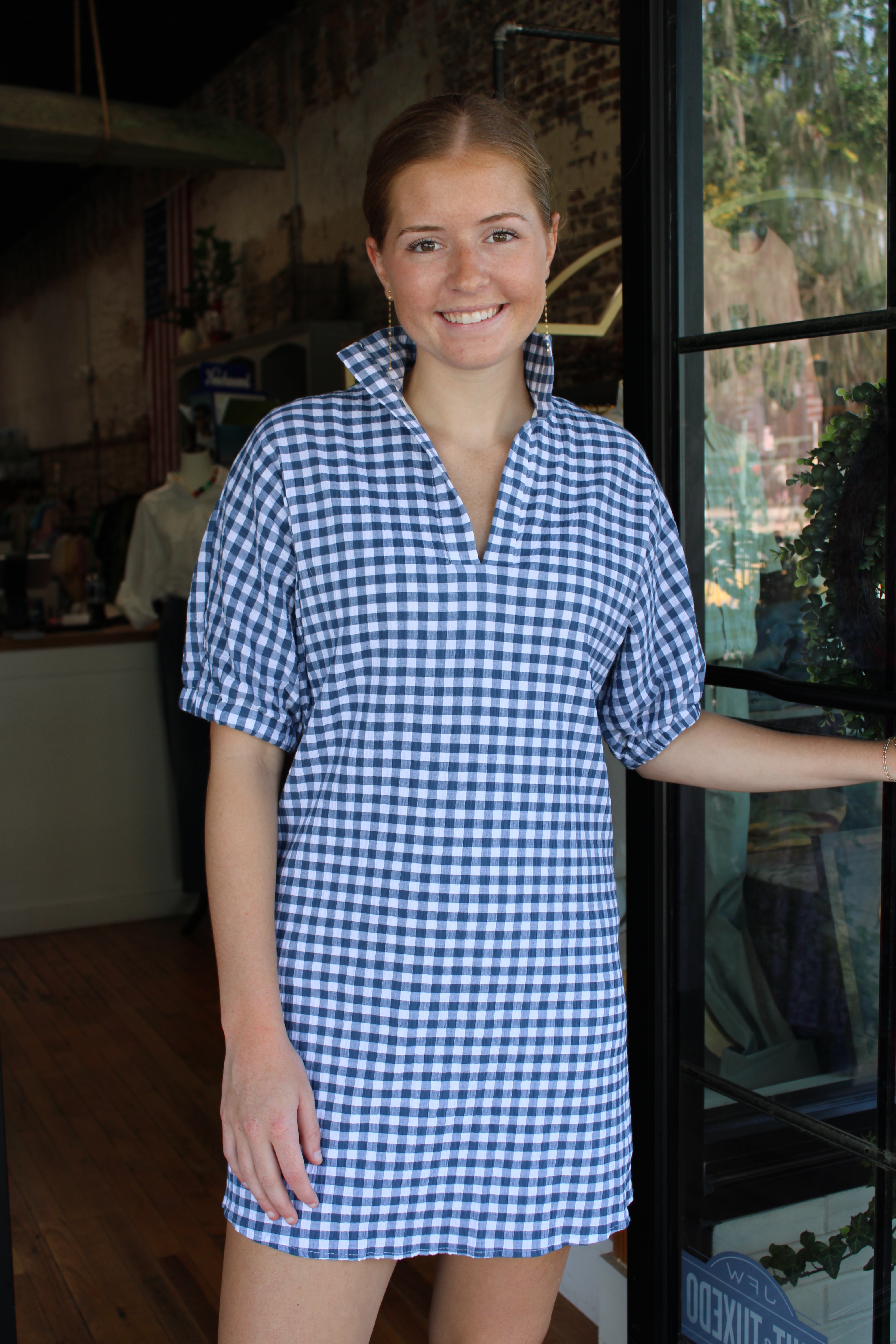 Charlotte Dress - Navy Seer Gingham