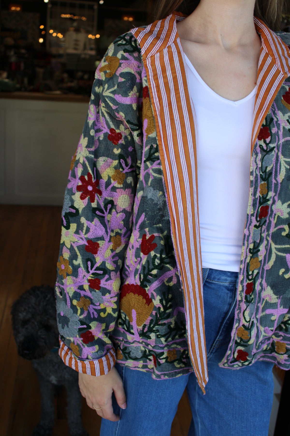 Embroidered Sari Floral Jacket