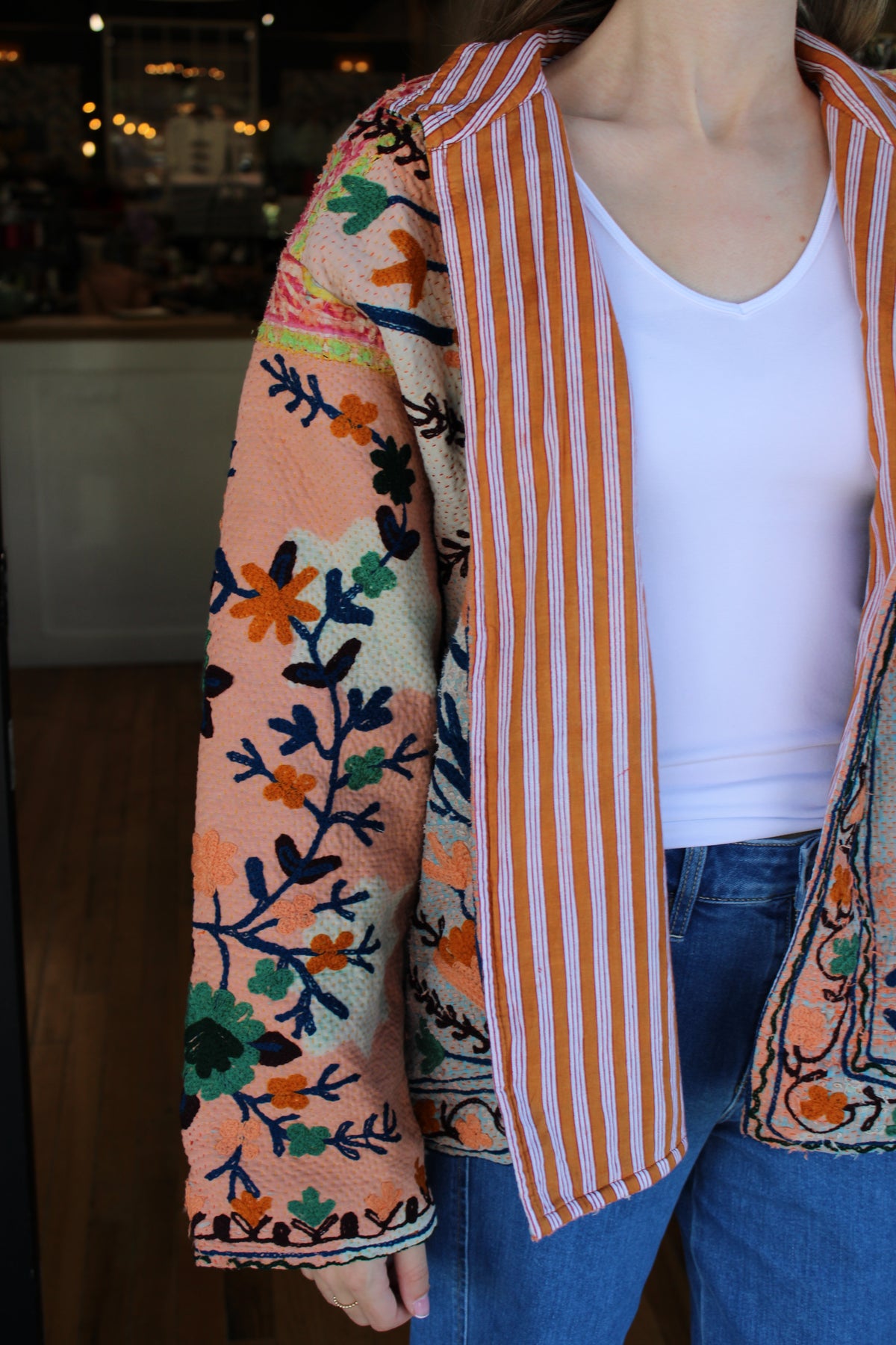 Embroidered Sari Floral Jacket