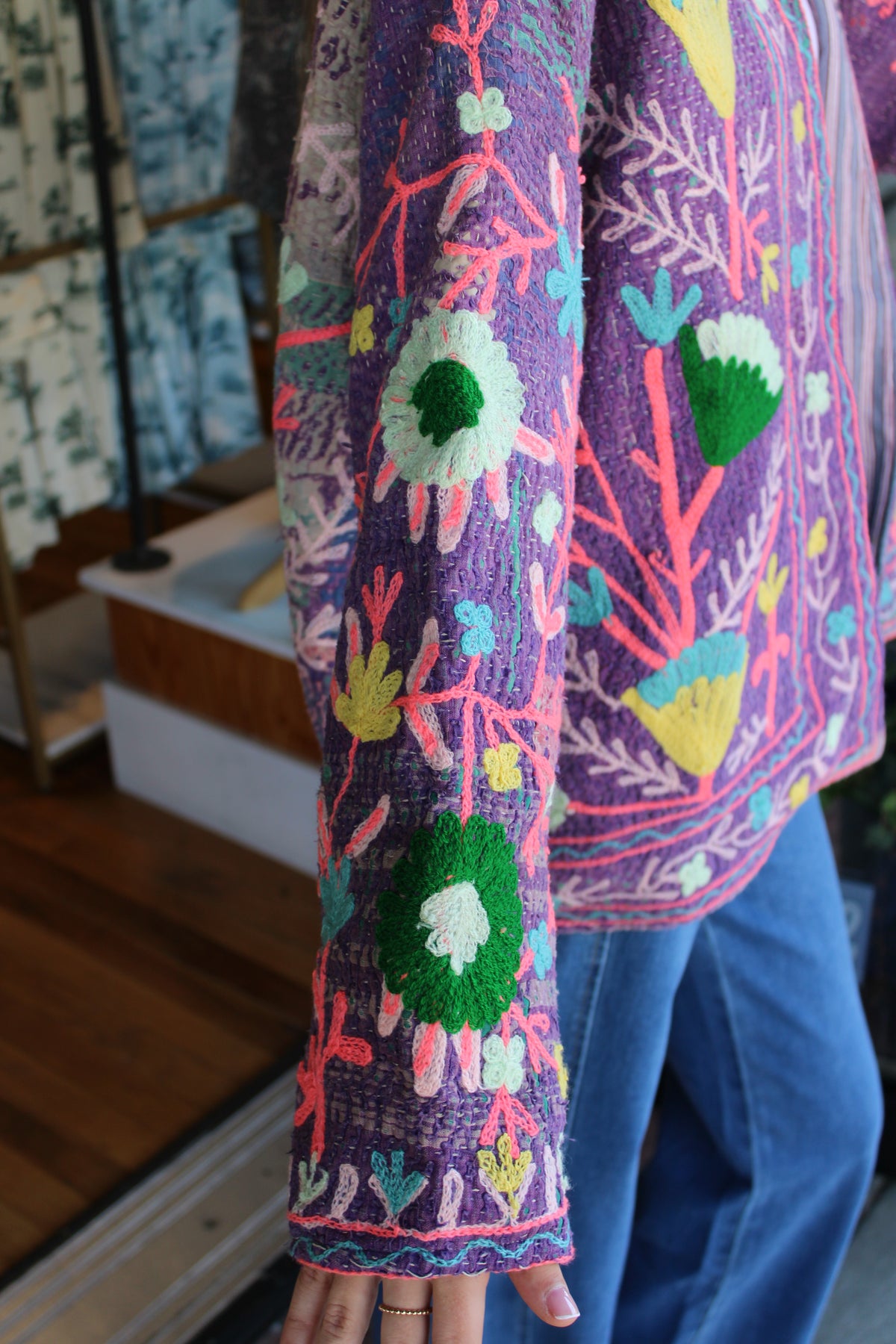 Embroidered Sari Floral Jacket