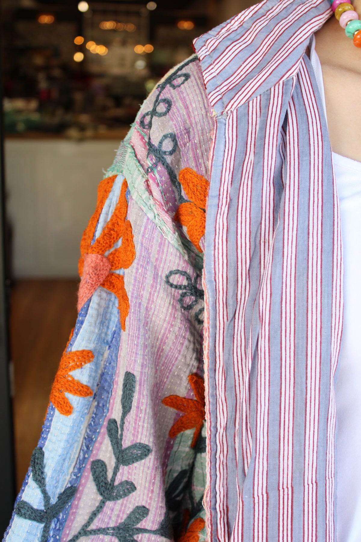 Embroidered Sari Rabbit Jacket