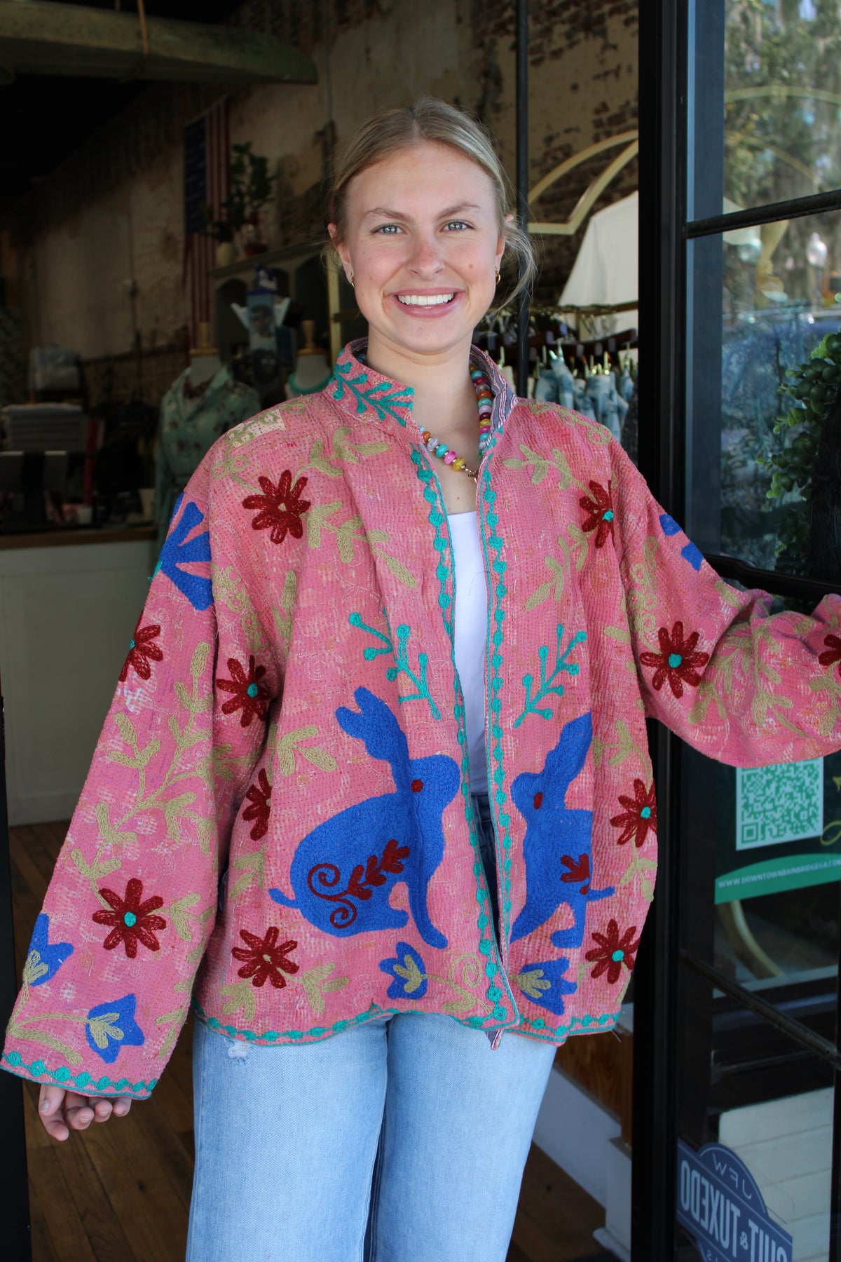 Embroidered Sari Rabbit Jacket