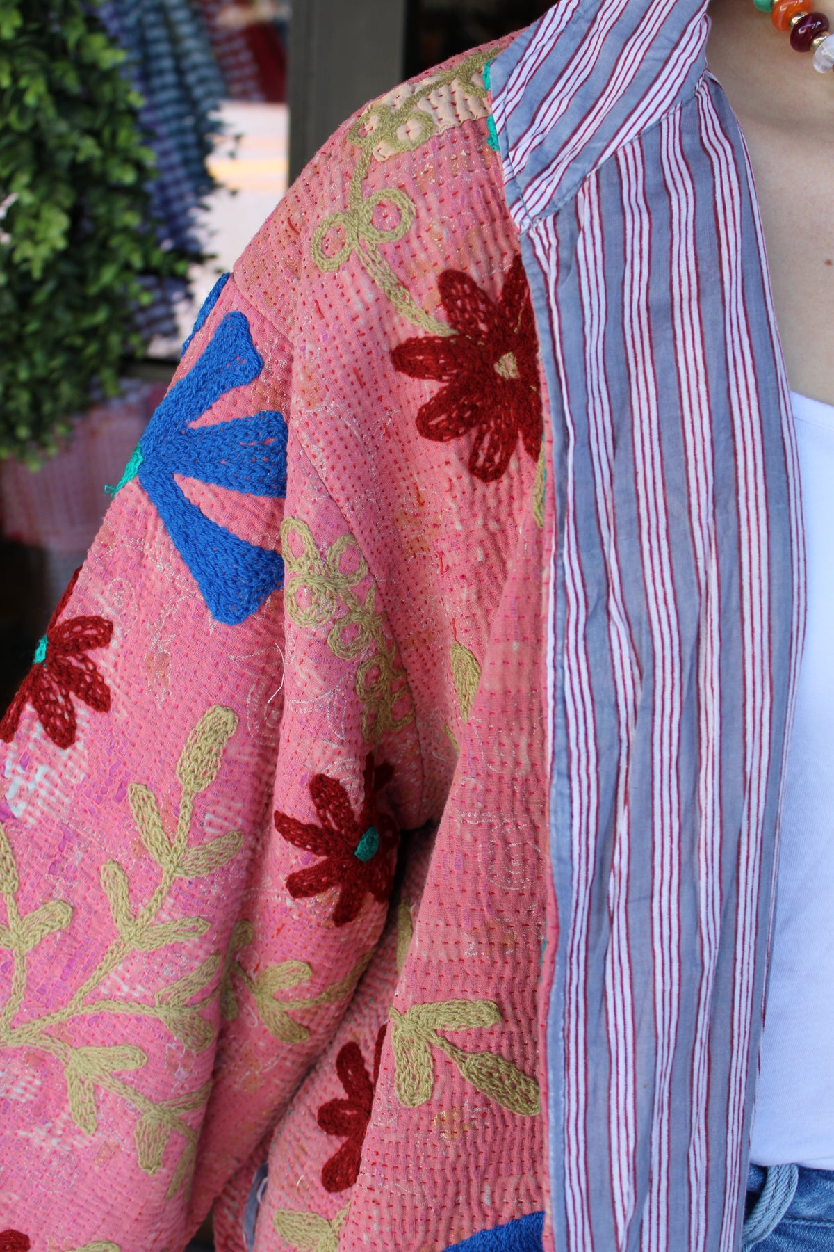 Embroidered Sari Rabbit Jacket
